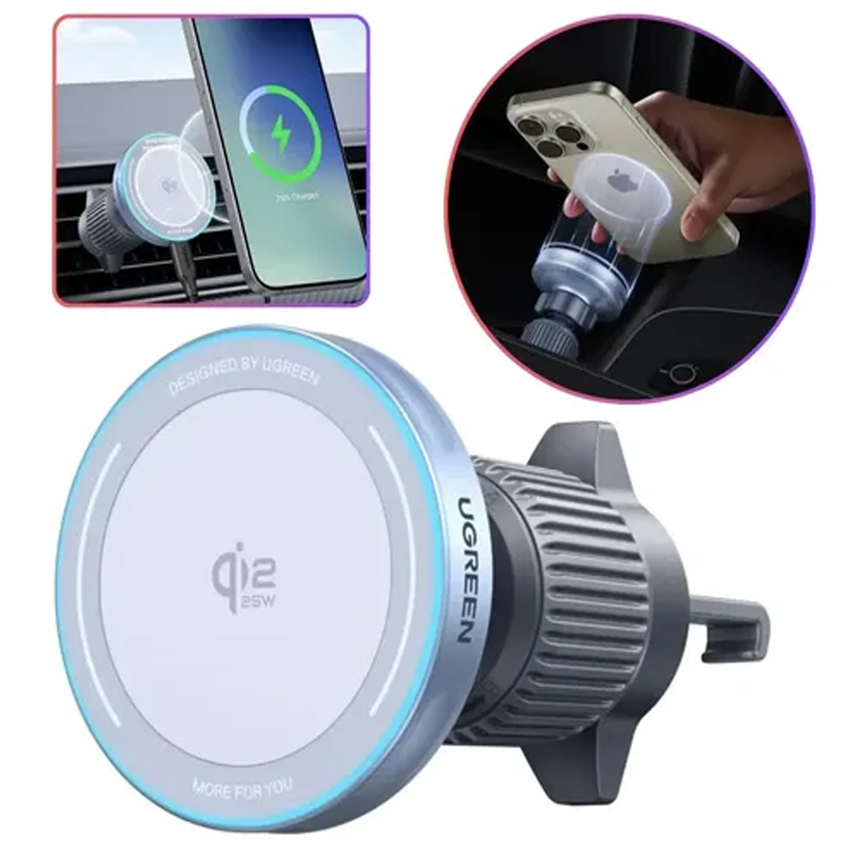 CARGADOR INALÁMBRICO AUTO UGREEN MAGFLOW 25W QI2 W758 - 2