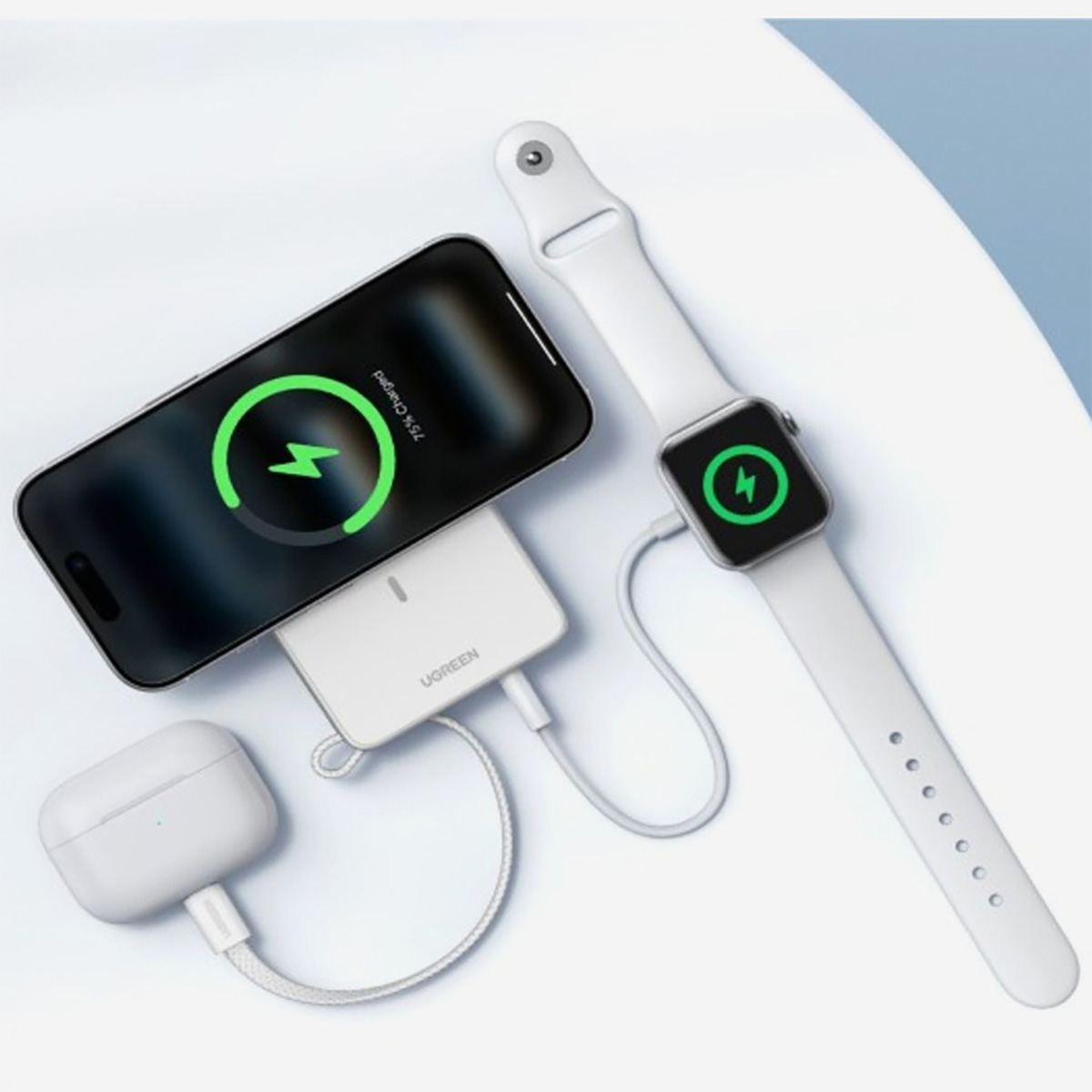 POWER BANK UGREEN PB773 MAGFLOW 10000MAH QI2 25W INALÁMBRICO - BLANCO - 4