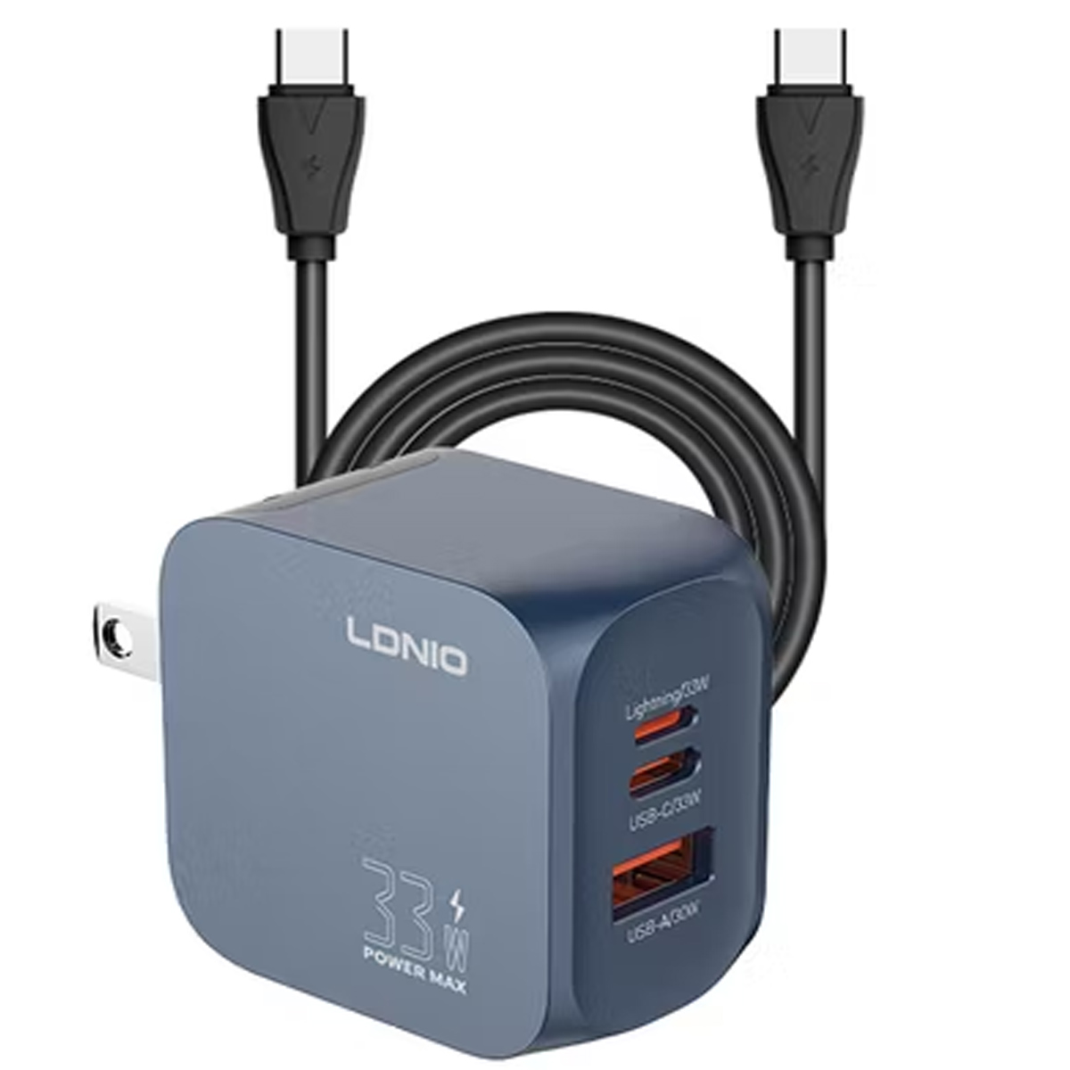 CARGADOR LDNIO 45W GAN SUPER FAST CHARGER CON CABLE INCLUIDO TIPO-C - 4
