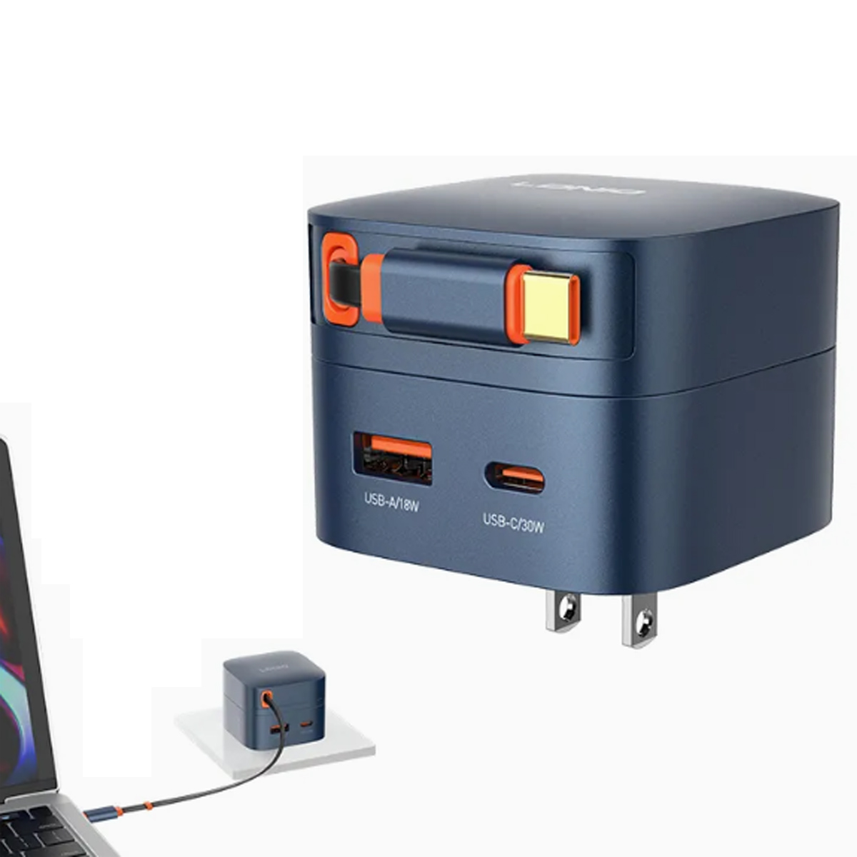 CARGADOR LDNIO Q10 45W CON CABLE USB-C INTEGRADO PARA ANDROID, LAPTOP MACBOOK, OTROS - 4