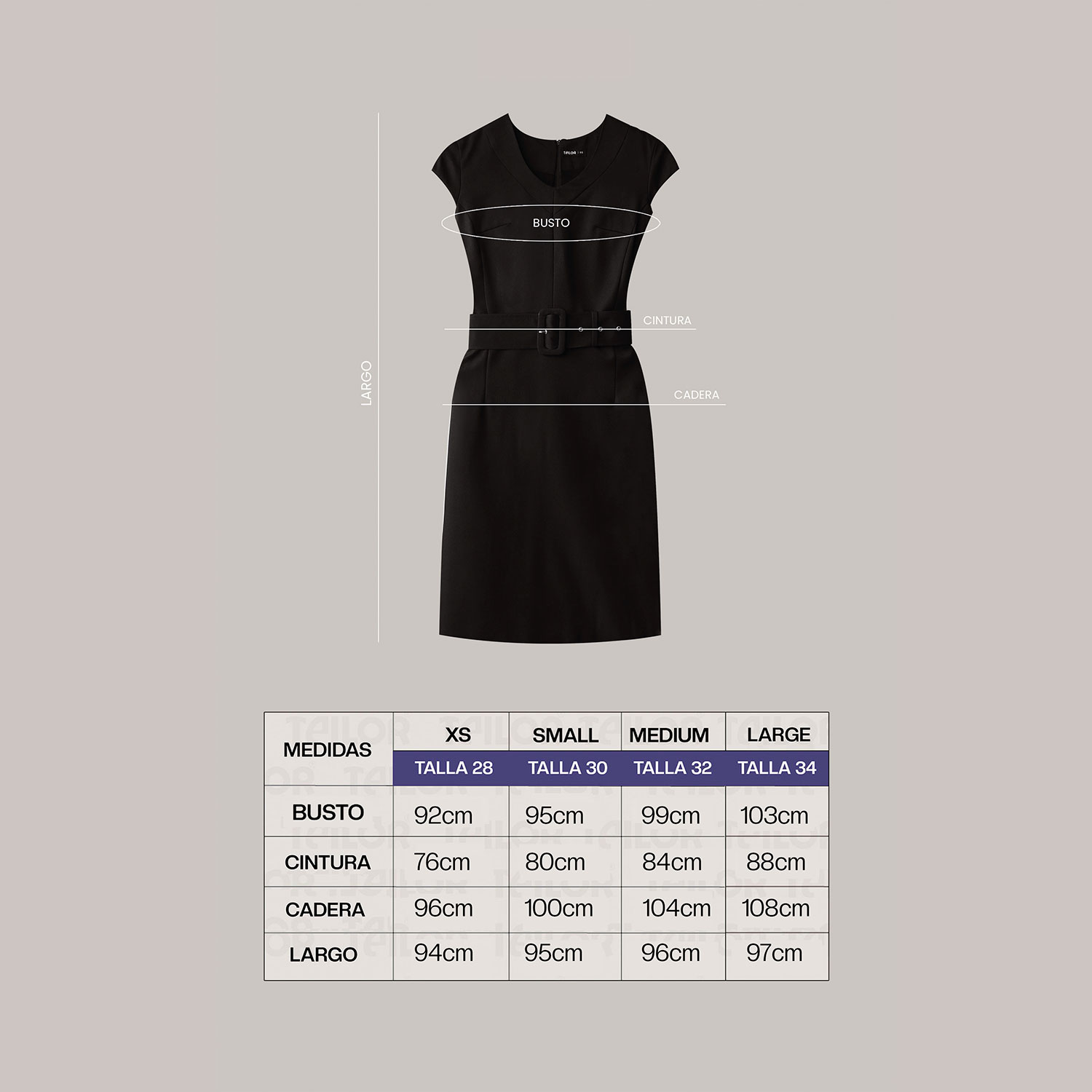 VESTIDO SASTRE CON CINTURON MUJER - 4