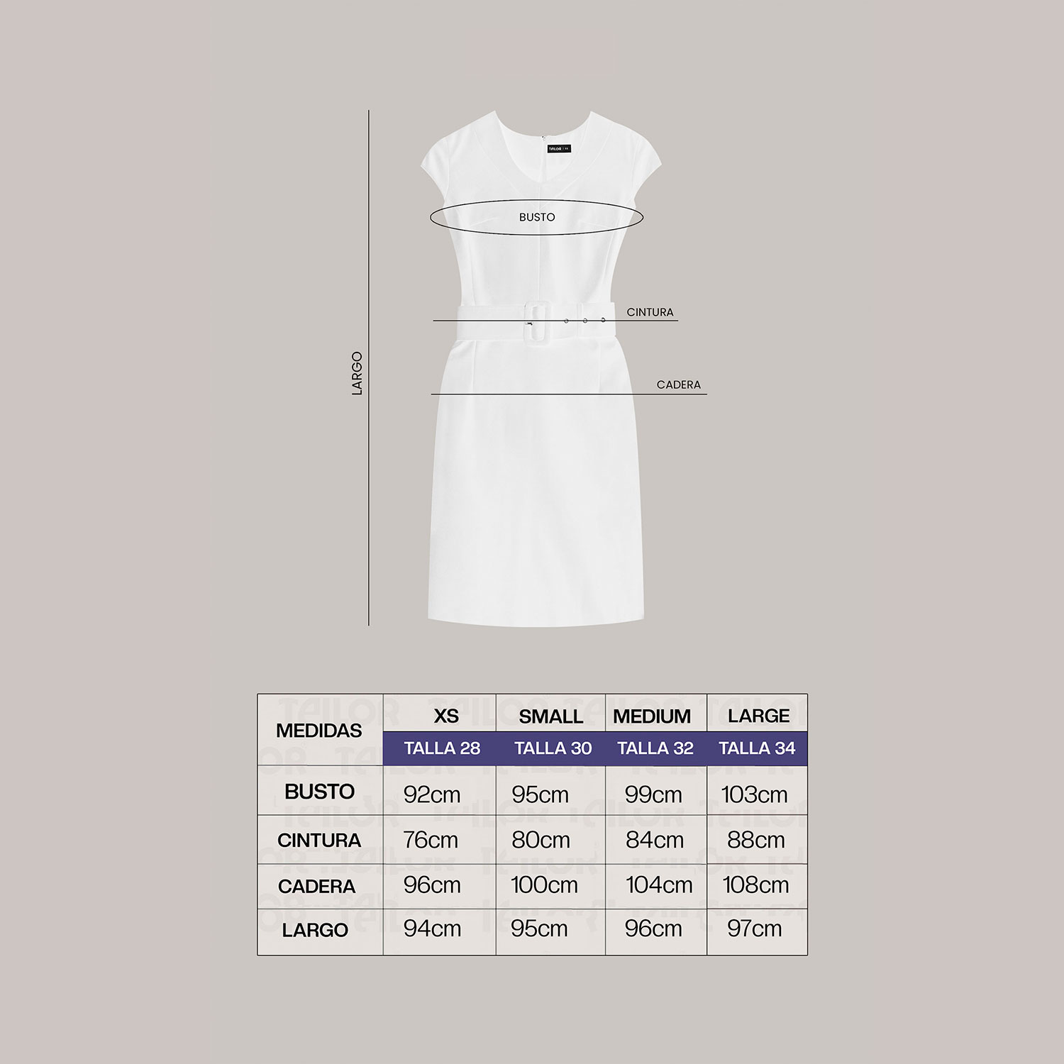 VESTIDO SASTRE CON CINTURON MUJER - 4