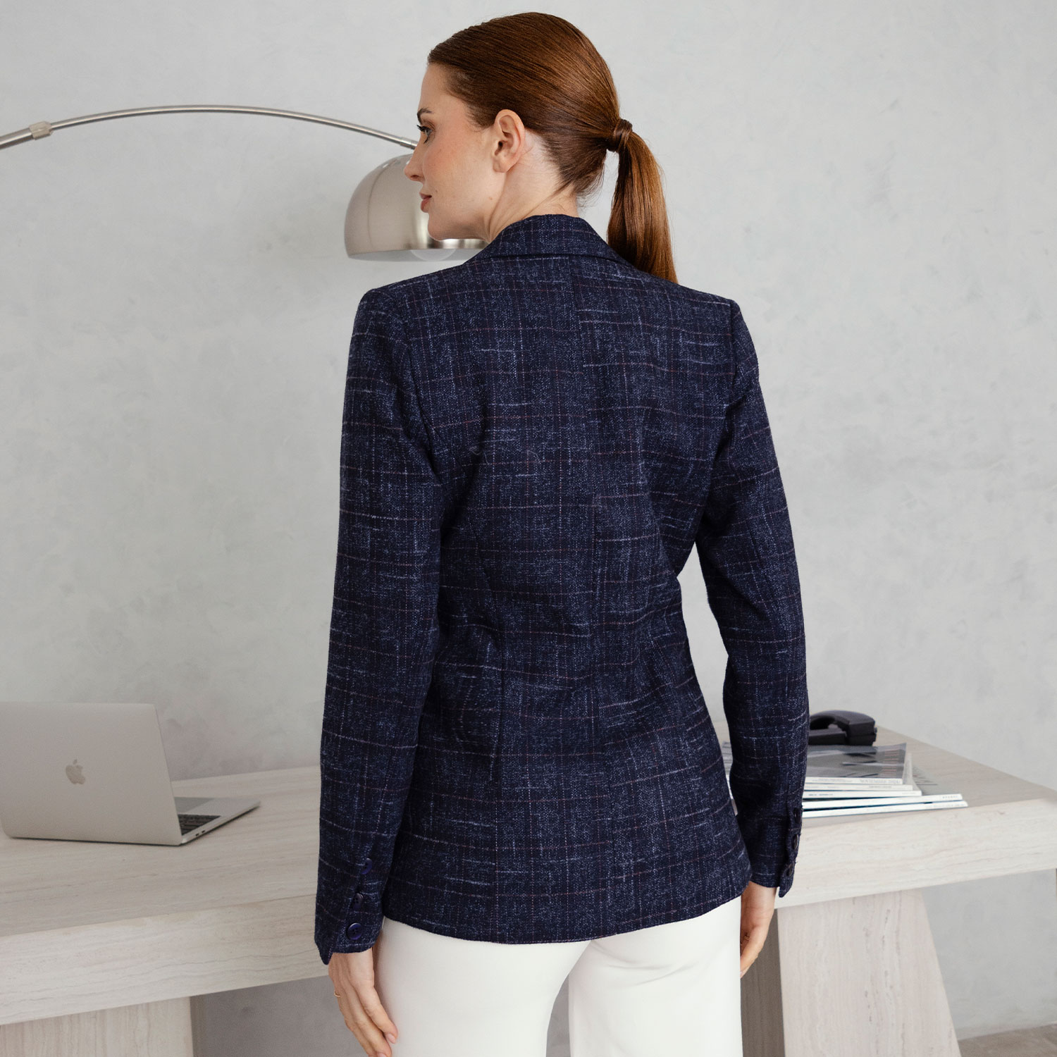 BLAZER PAÑO DE CUADROS MUJER - 2