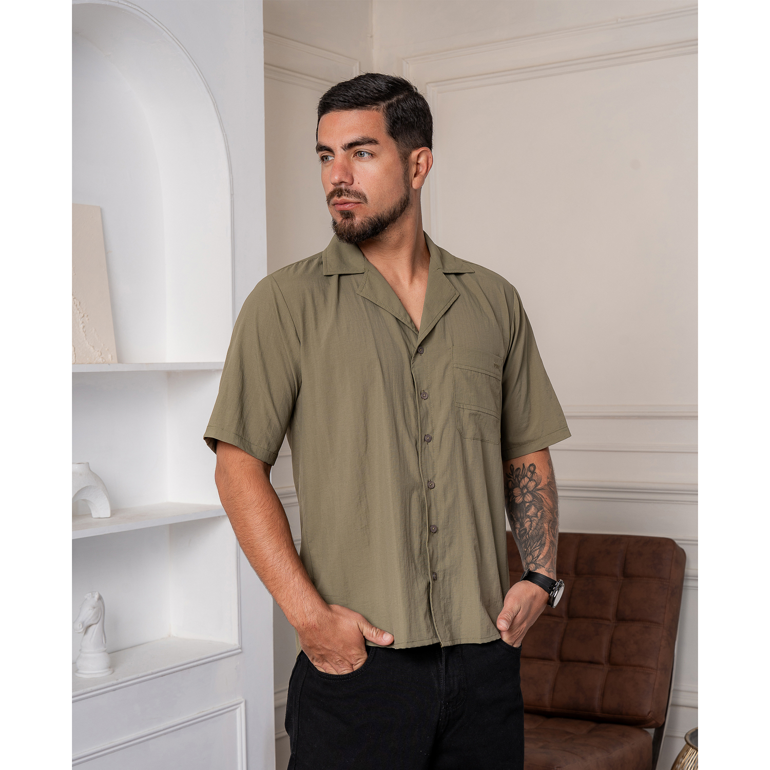 CAMISA MANGA CORTA CASUAL DE HOMBRE - 4