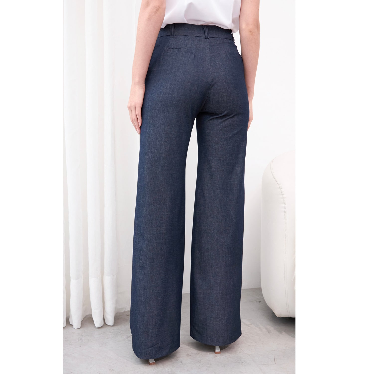 PANTALON PALAZZO DENIM ALGODON DE MUJER - 2