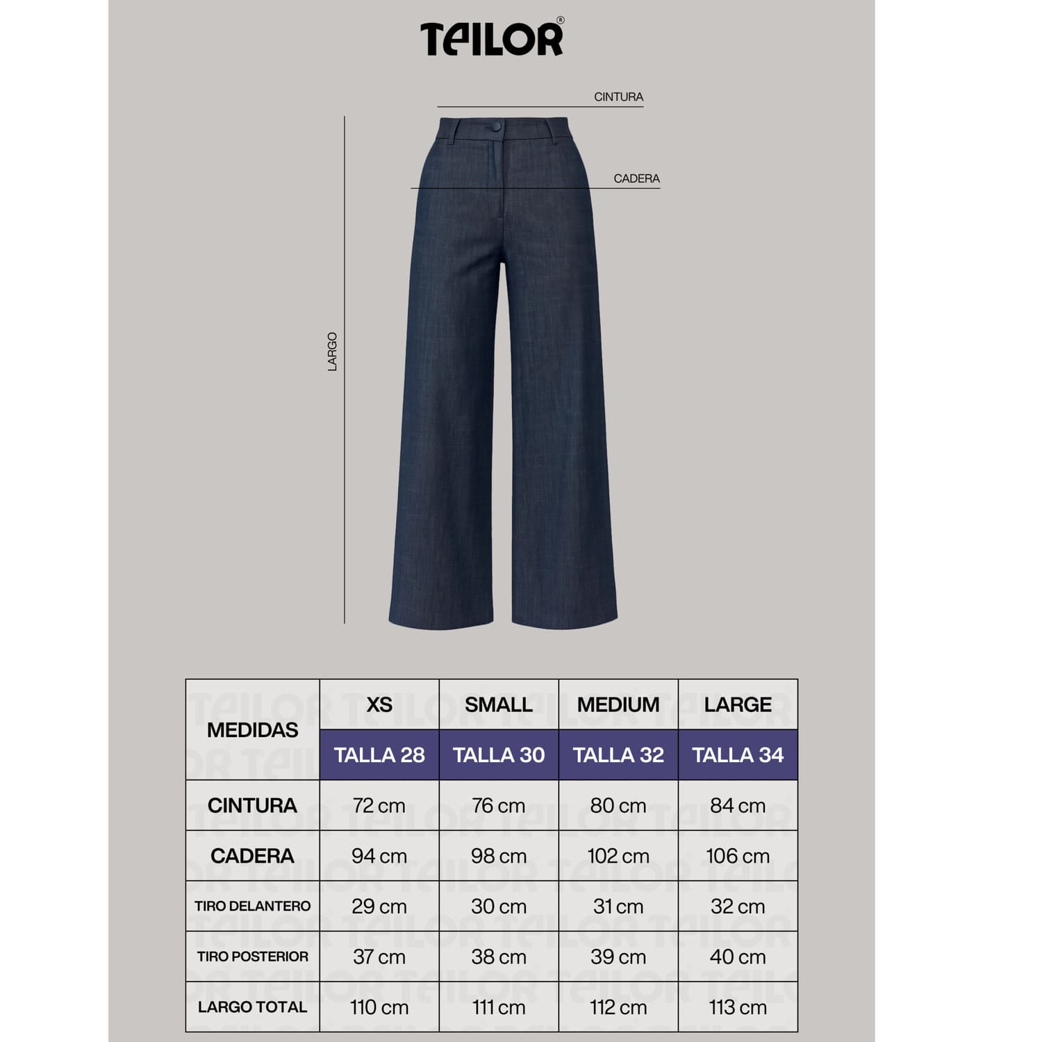 PANTALON PALAZZO DENIM ALGODON DE MUJER - 3