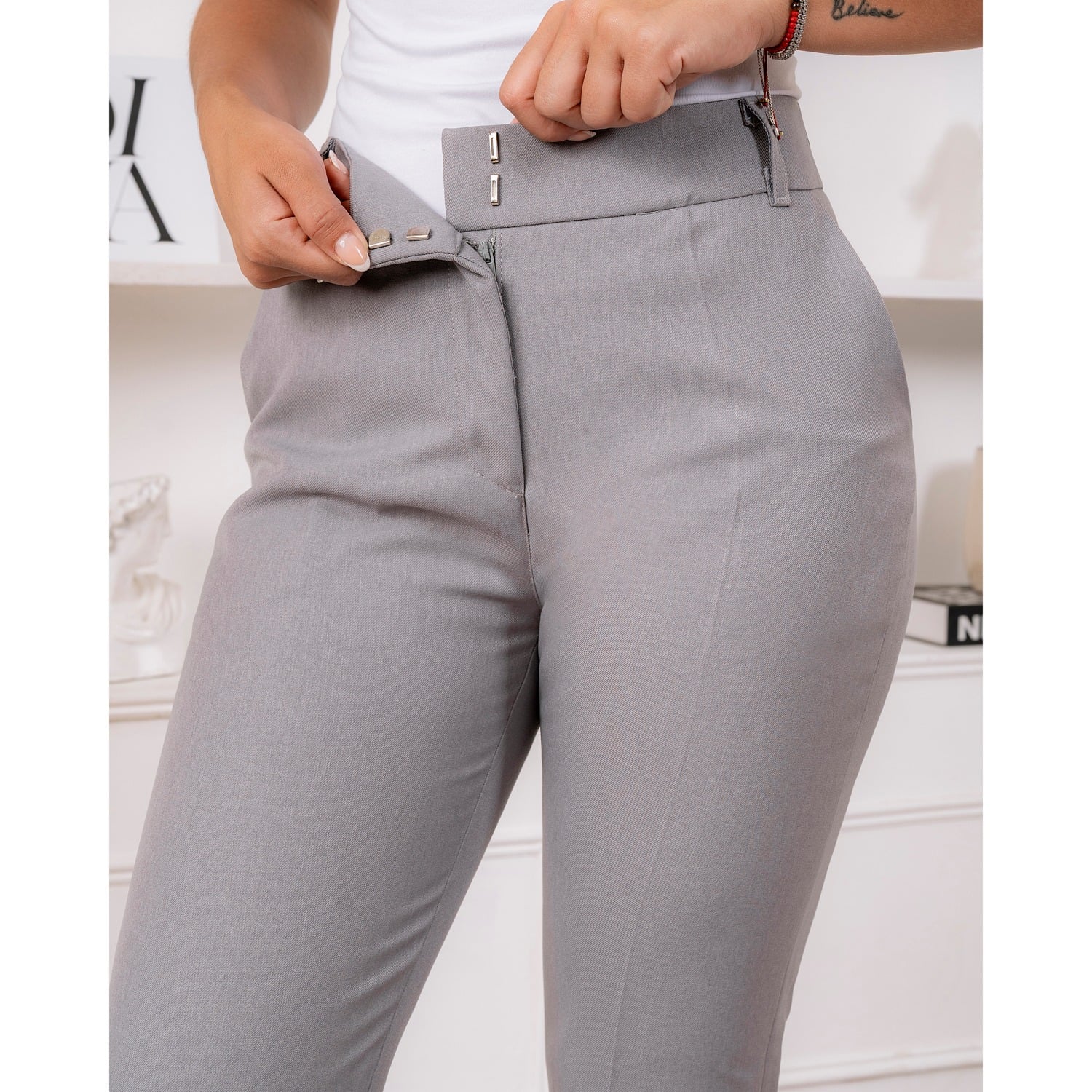 PANTALON SASTRE DE VESTIR PLOMO MUJER - 3