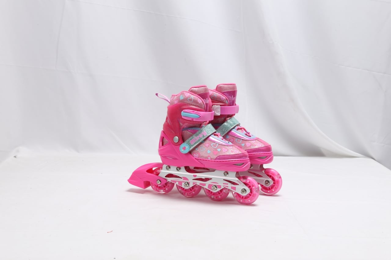 PATINES LINEALES 4 RUEDAS AJUSTABLE ROSADO TALLA S 31-34 - 1