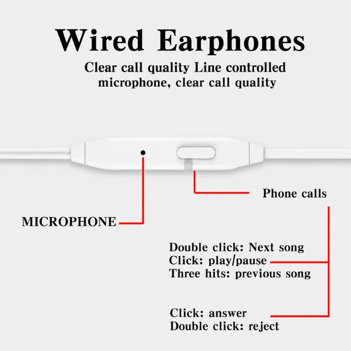 AURICULAR CON CABLE DE 3,5 MM CON MICROFONO - 5