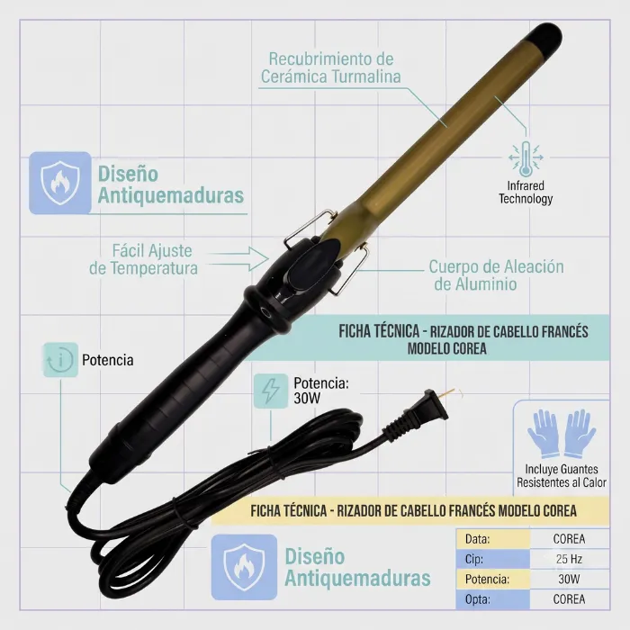 RIZADOR DE CABELLO COLOR DORADO - 2