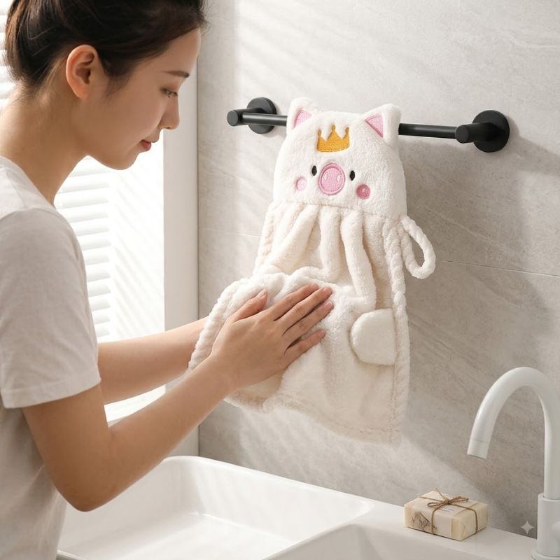 TOALLA DE MANO KAWAII INFANTIL CREMA - 2