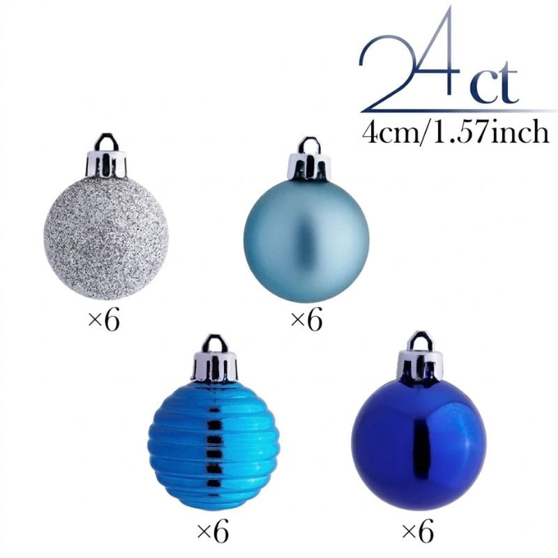 ESFERAS DE NAVIDAD 24 UNIDADES 4 CM COLOR AZUL - 2