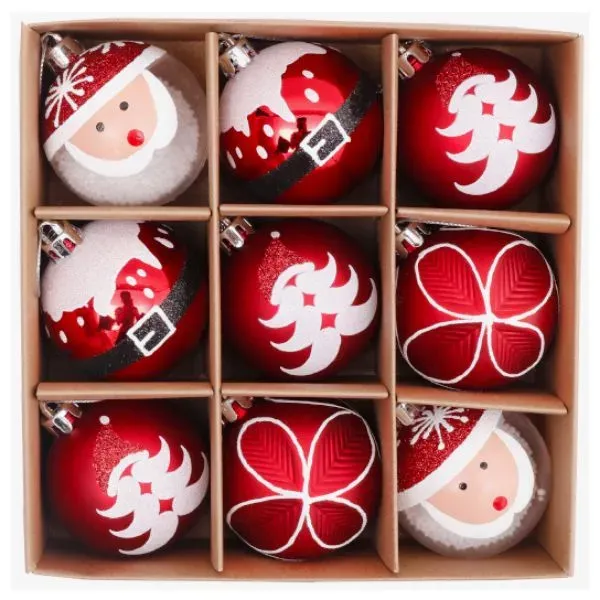 ESFERAS DE NAVIDAD ROJAS 9 UNDADES 6 CM - 1