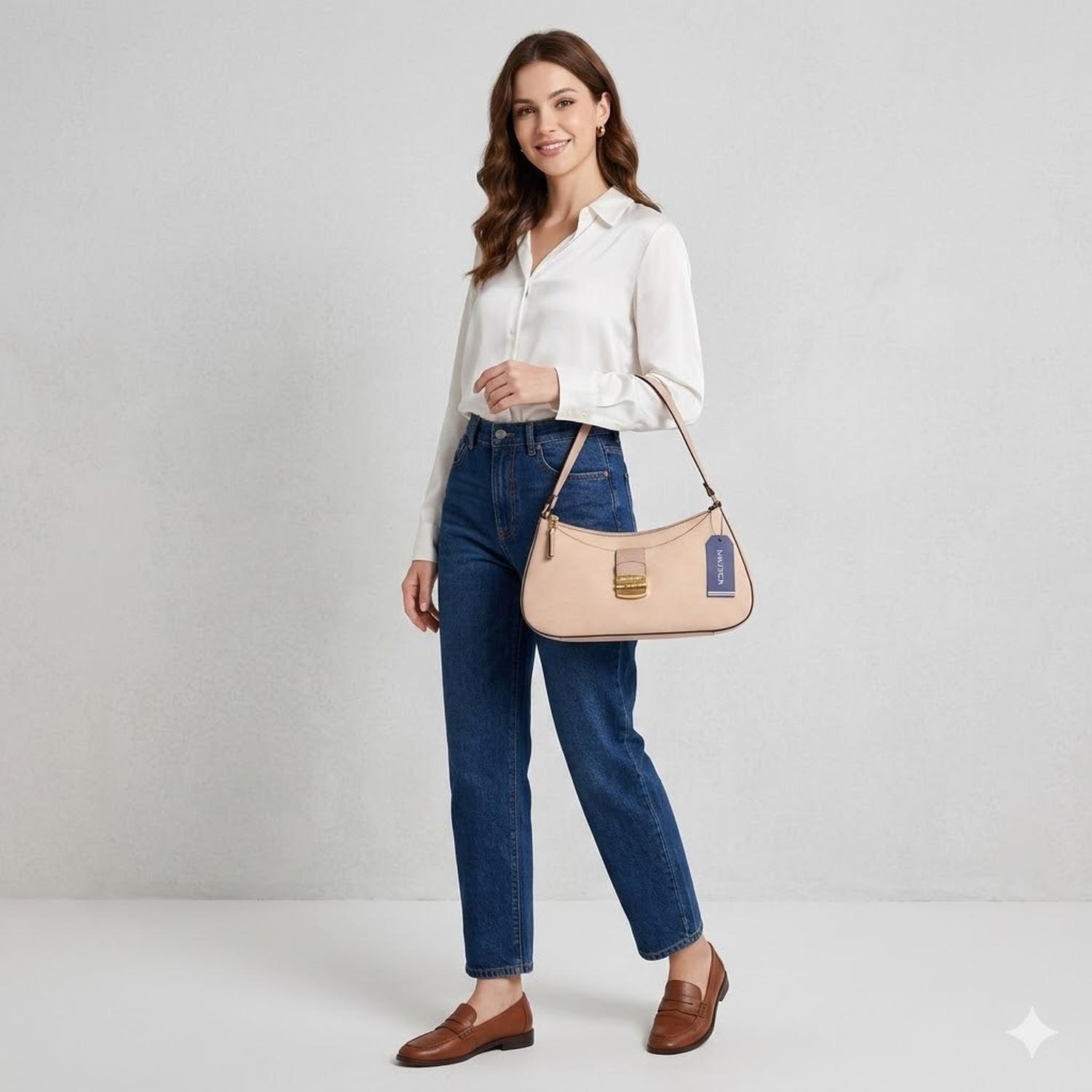 CARTERA NAUTICA SHOULDER BAG BEIGE CON DORADO - 2