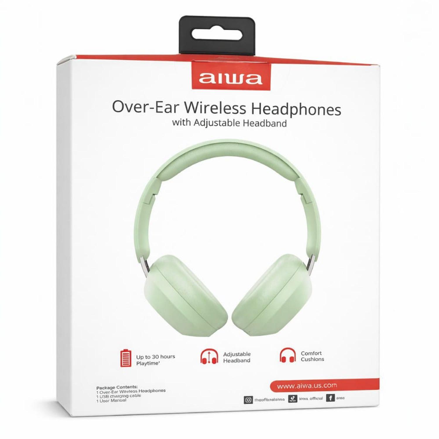 AUDÍFONOS BLUETOOTH AIWA VERDE AGUA DE ADULTO - 1