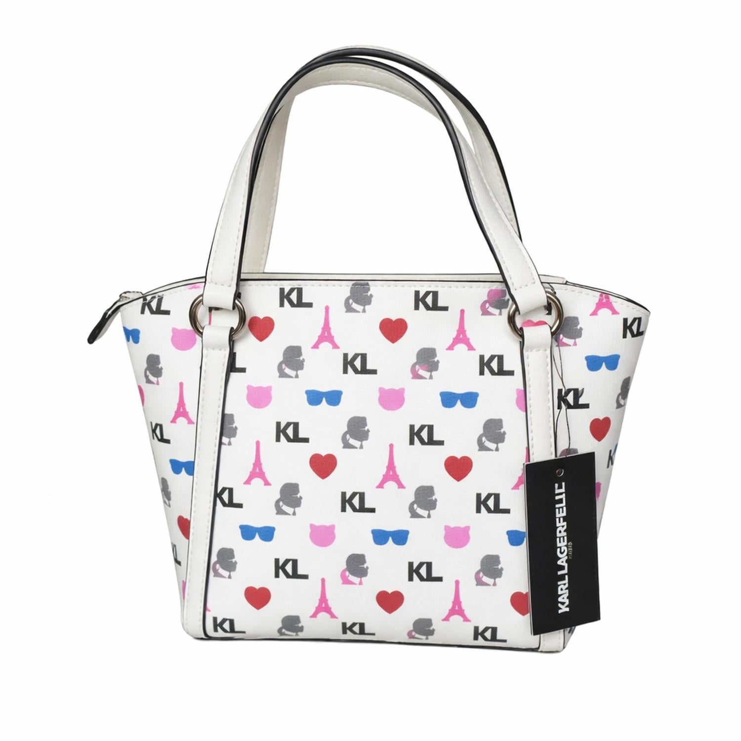CARTERA KARL LAGERFELD PARIS BLANCO TOTE Y CRUZADA BLANCA CON COLORES - 2