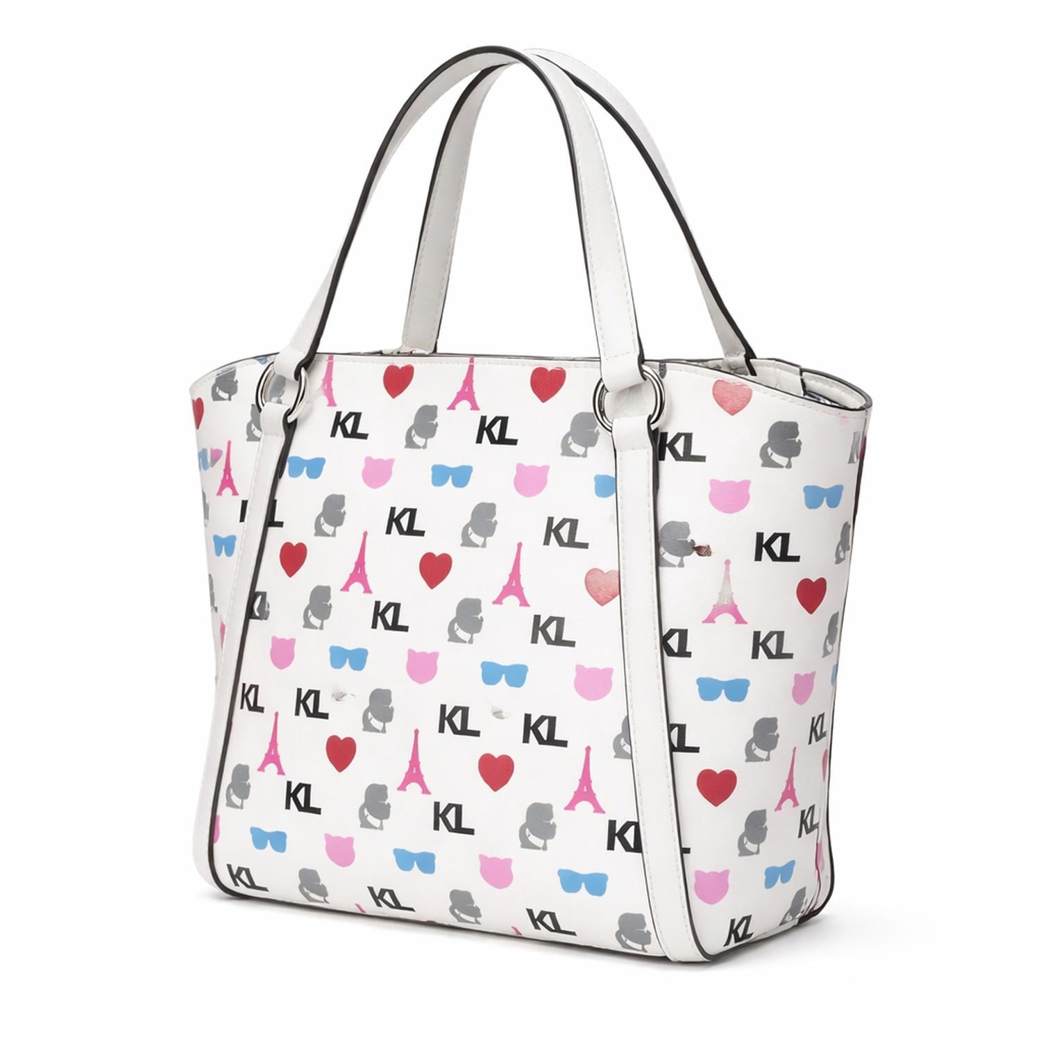 CARTERA KARL LAGERFELD PARIS BLANCO TOTE Y CRUZADA BLANCA CON COLORES - 3