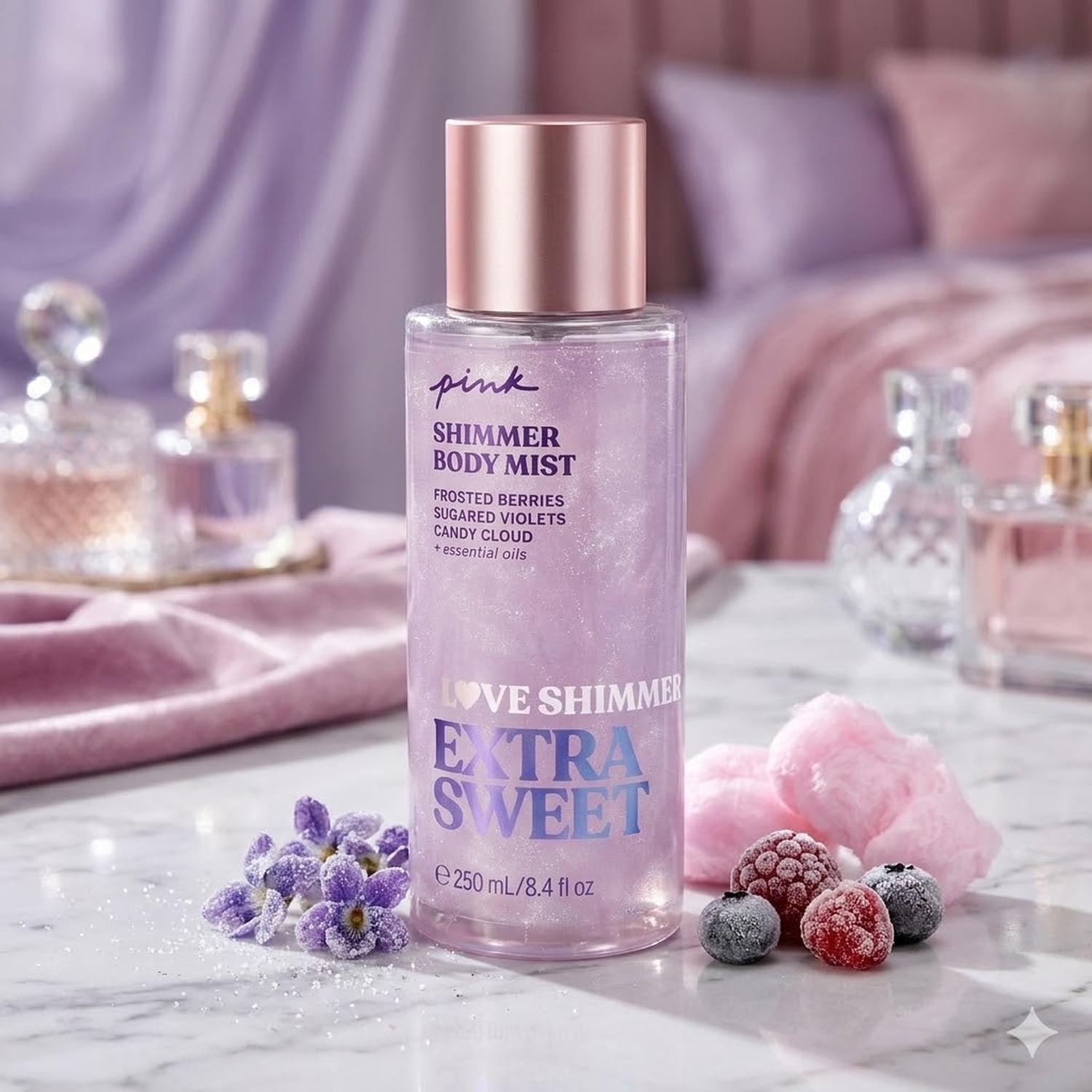 BODY MIST PINK VICTORIA'S SECRET EXTRA SWEET CON BRILLO 250ML - 2