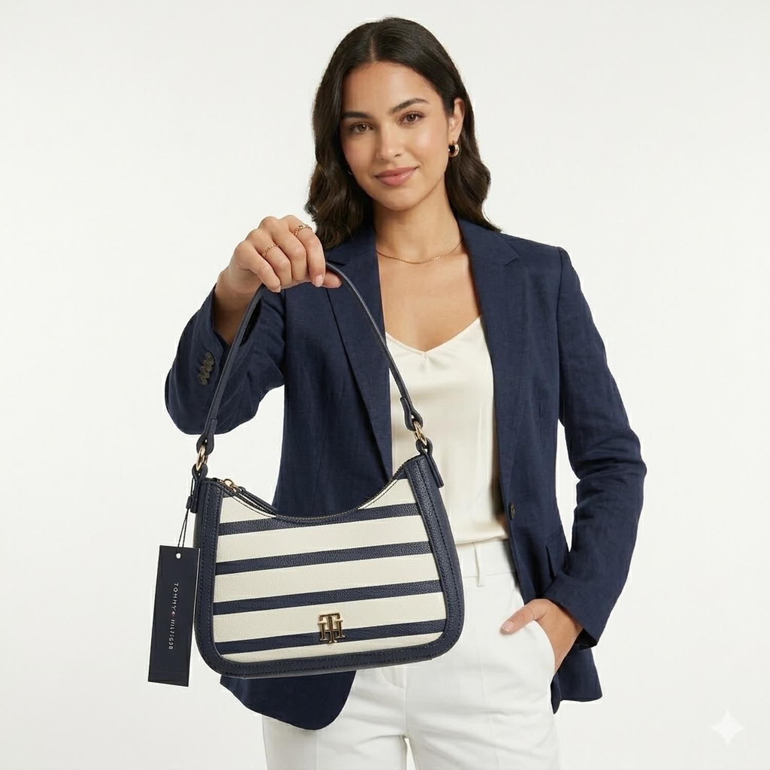 CARTERA MINI TOMMY HILFIGER SHOULDER BAG COLOR BLANCO Y AZUL - 2