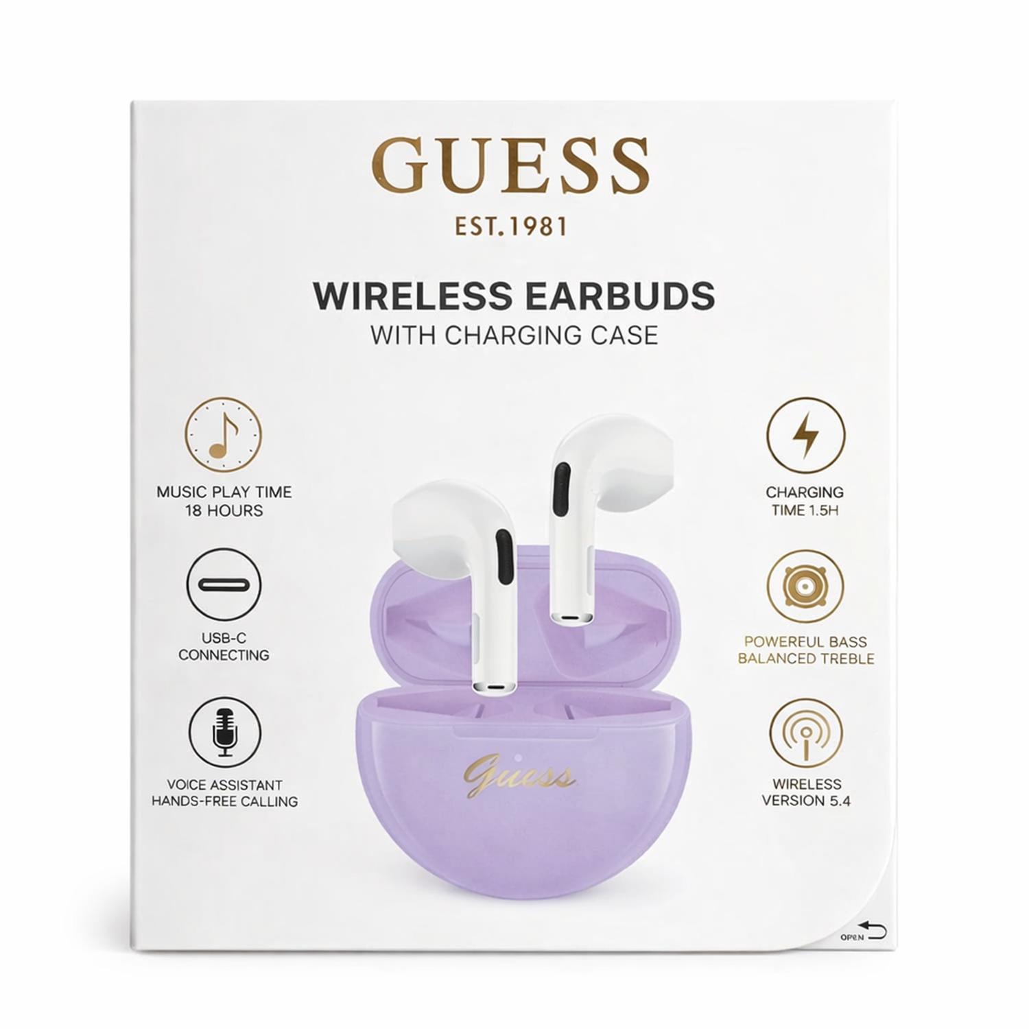 AUDÍFONOS BLUETOOTH GUESS INALAMBRICOS LILA - 1