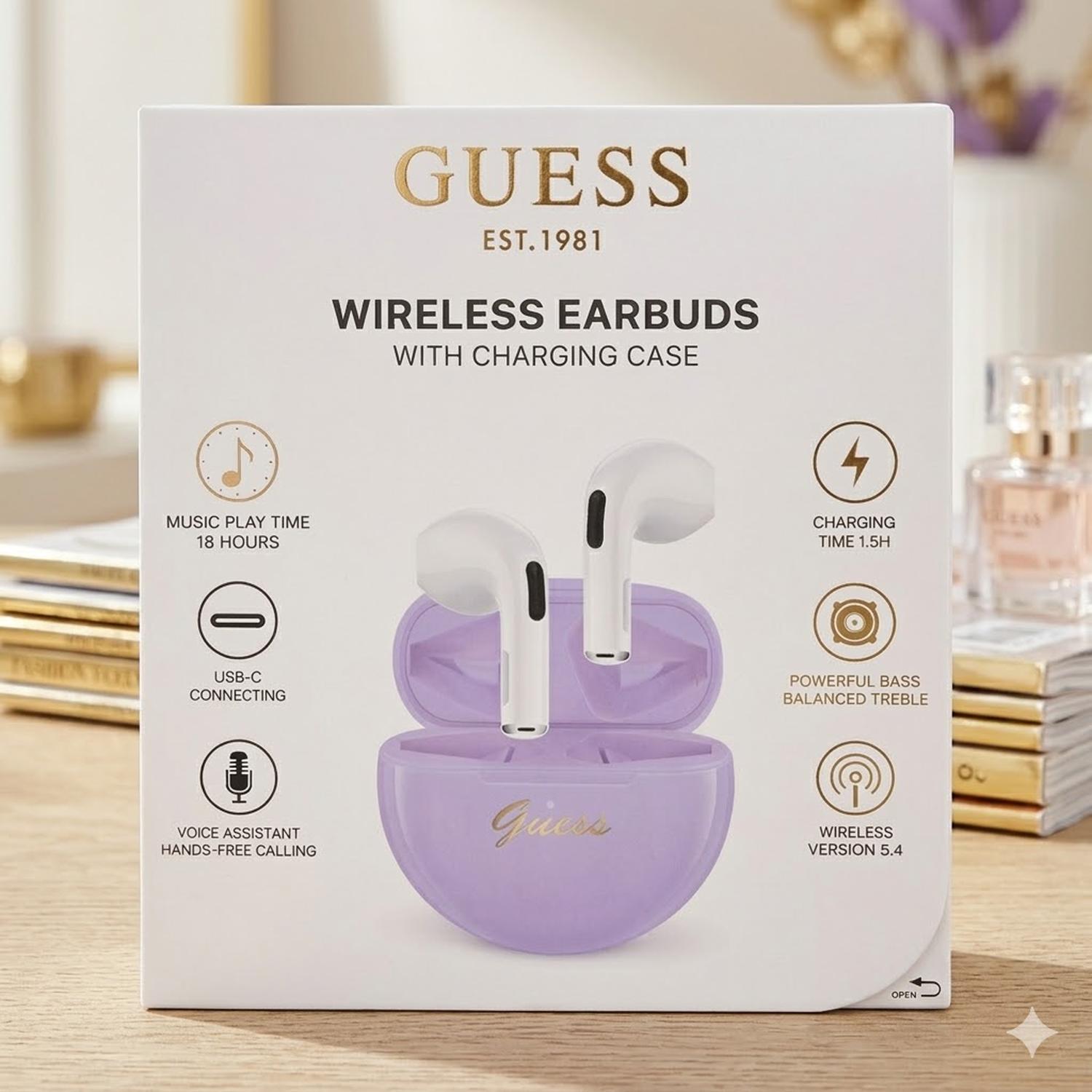 AUDÍFONOS BLUETOOTH GUESS INALAMBRICOS LILA - 2