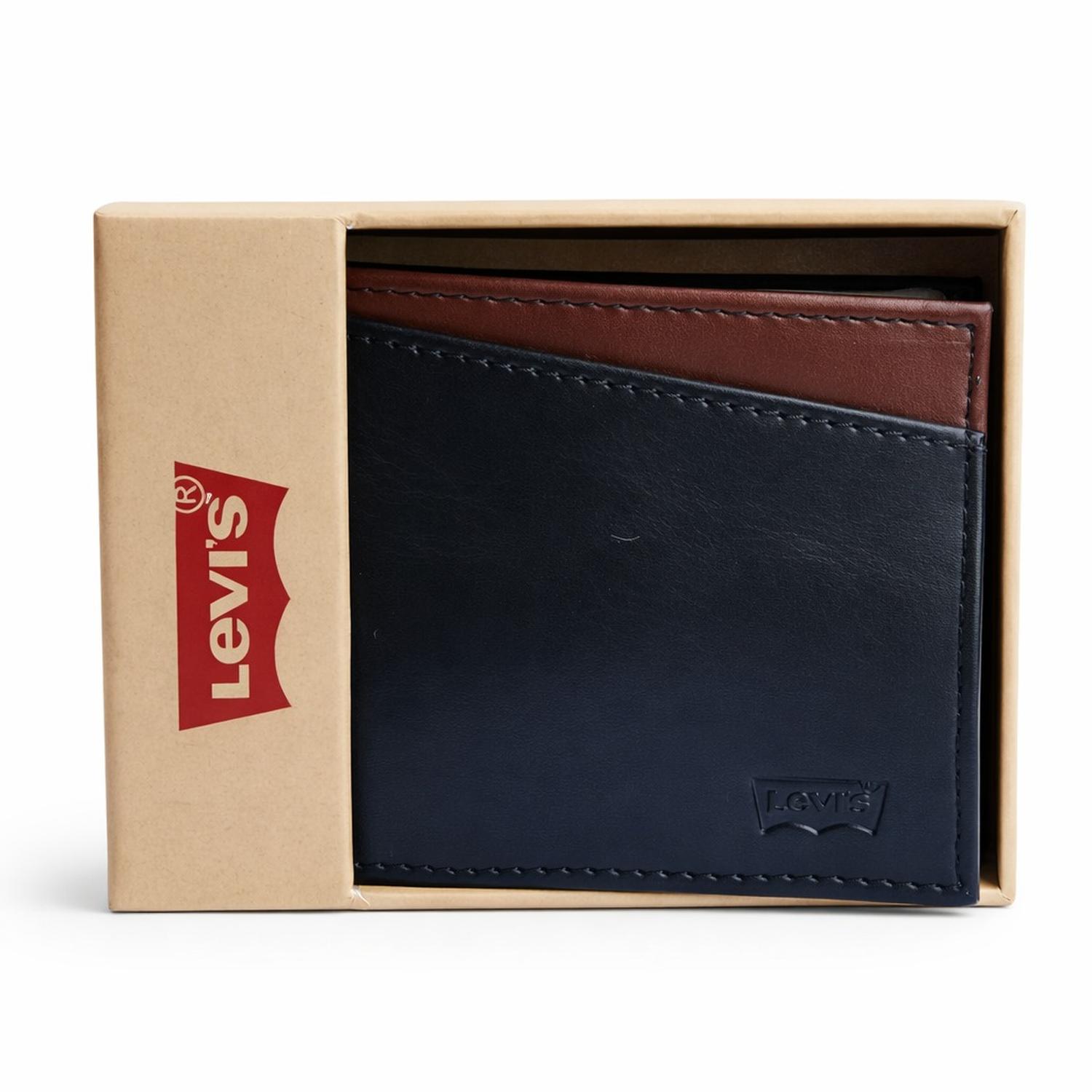 BILLETERA LEVIS HOMBRE CUERO MARRON CON NEGRO - 1