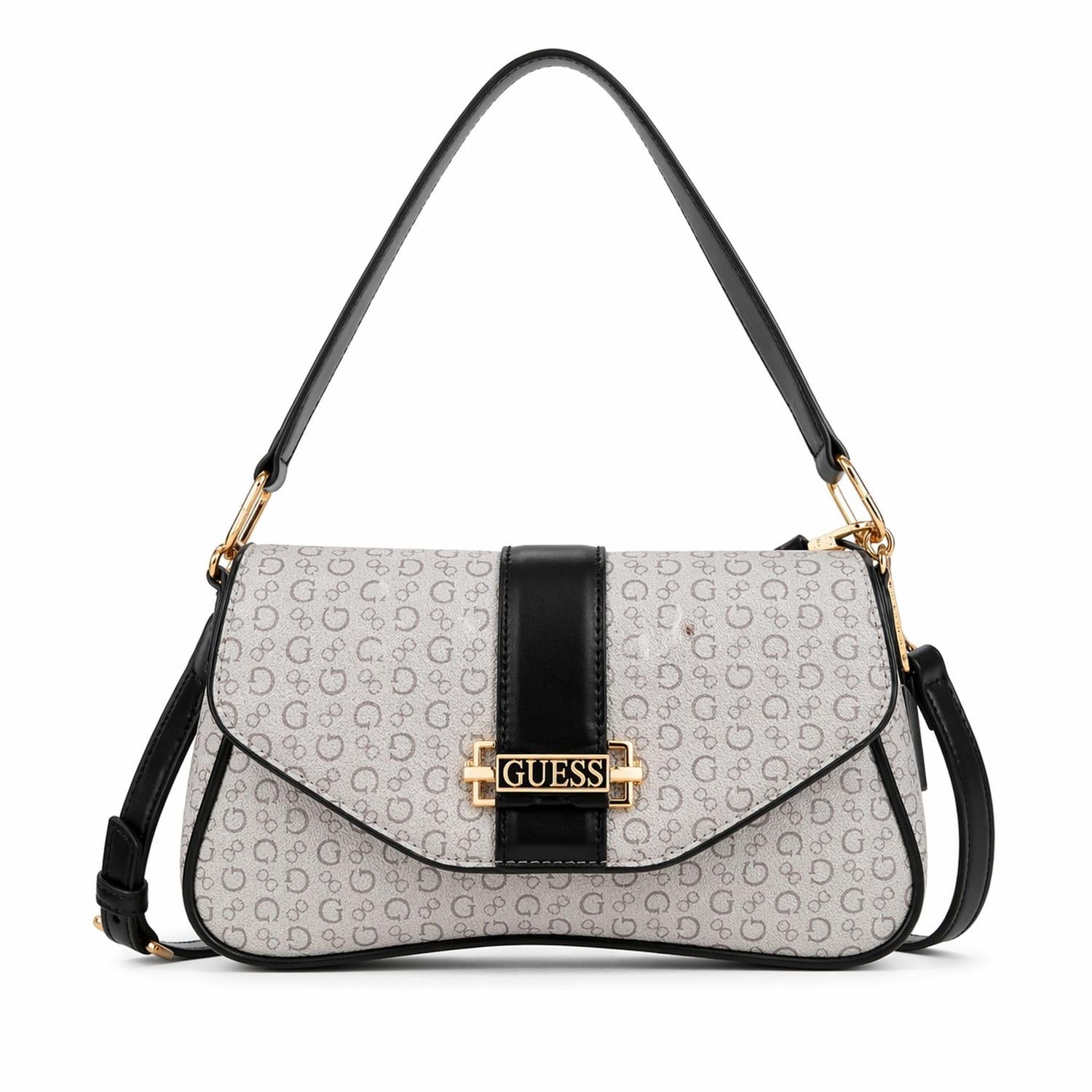 CARTERA SHOULDER BAG Y CROSSBODY GUESS MONOGRAFIADA GRIS CON NEGRO - 1