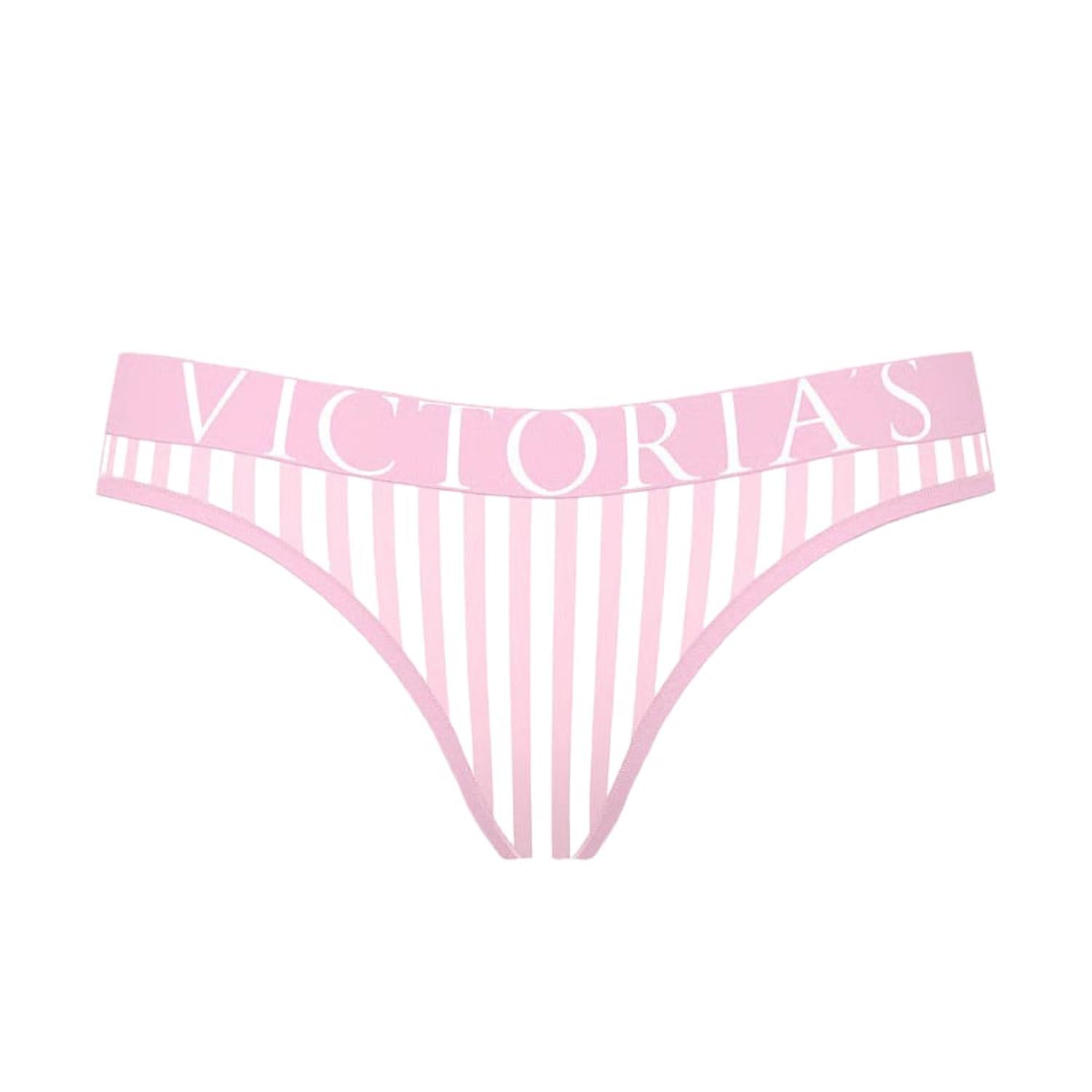 CALZONES TANGA VICTORIAS SECRET ROSADO A RAYAS - 1