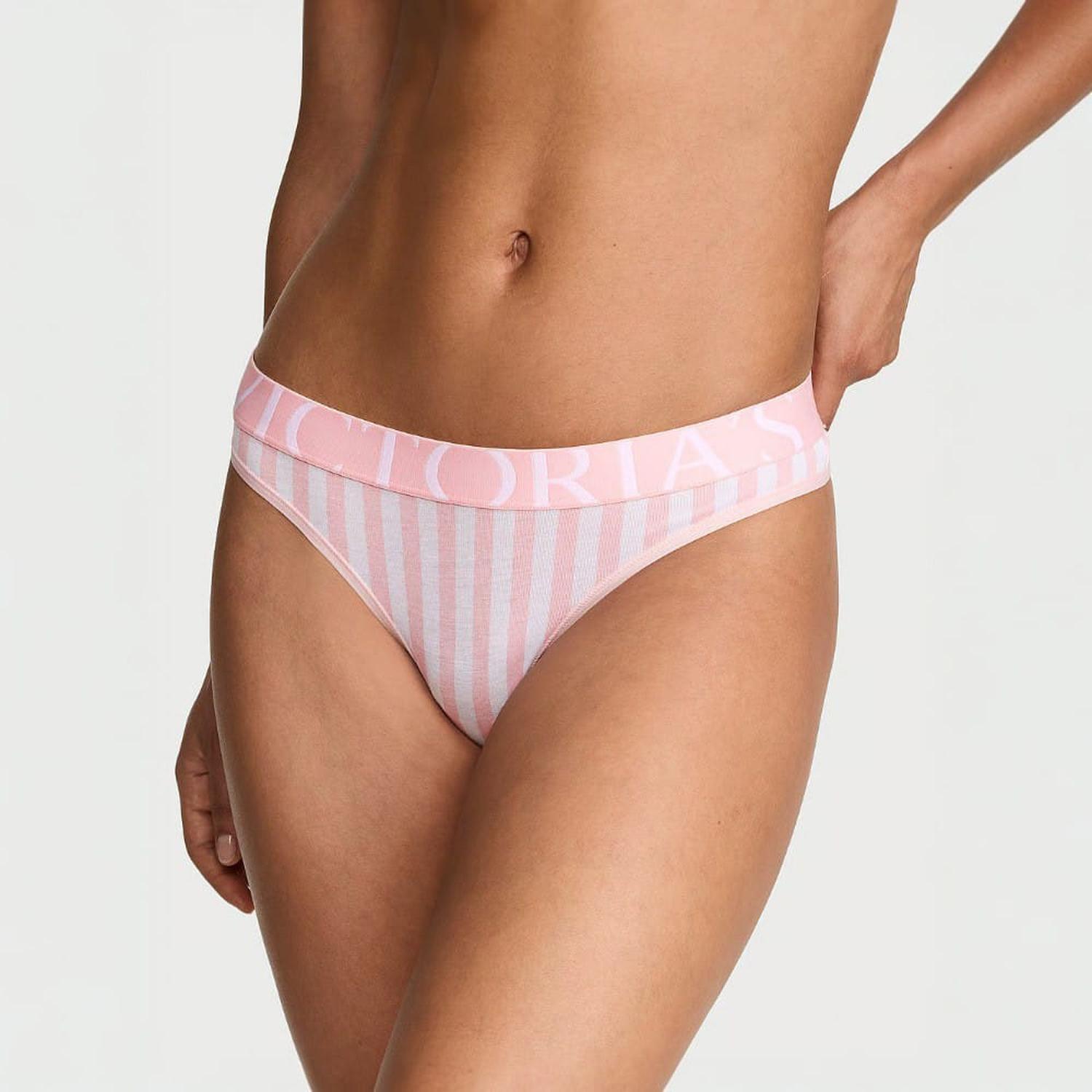 CALZONES TANGA VICTORIAS SECRET ROSADO A RAYAS - 3