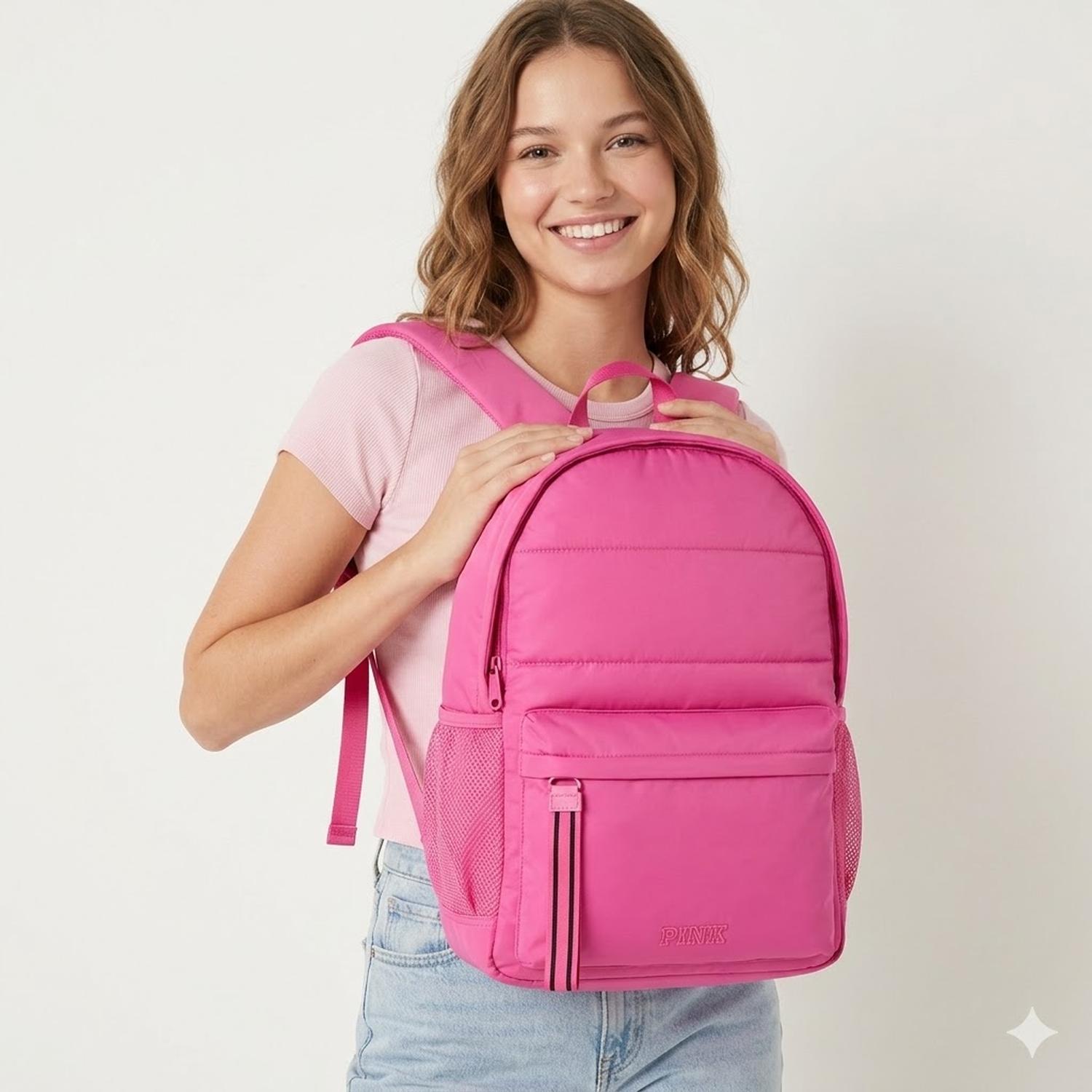 MOCHILA PINK VICTORIAS SECRET PUFFER FUCSIA - 2