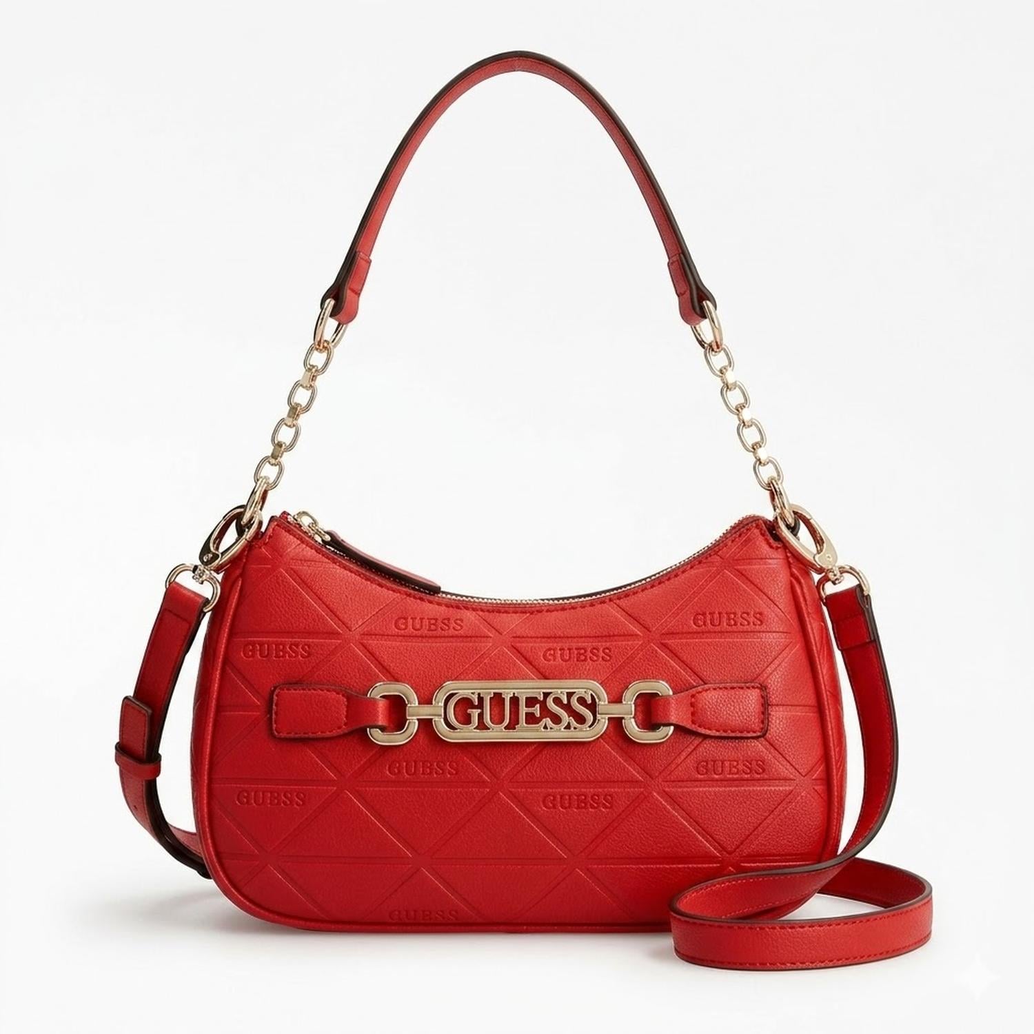 CARTERA SHOULDER BAG Y CROSSBODY GUESS MONOGRAFIADO ROJO CELESTIA - 1