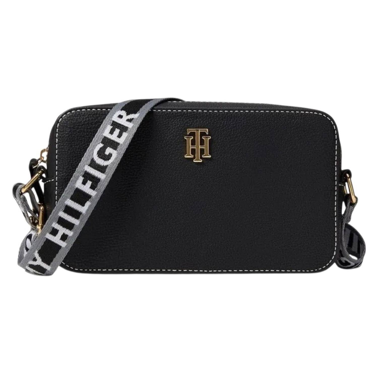 CARTERA MEDIANA CROSSBODY TOMMY HILFIGER NEGRO CORREA MONOGRAFIADA - 1