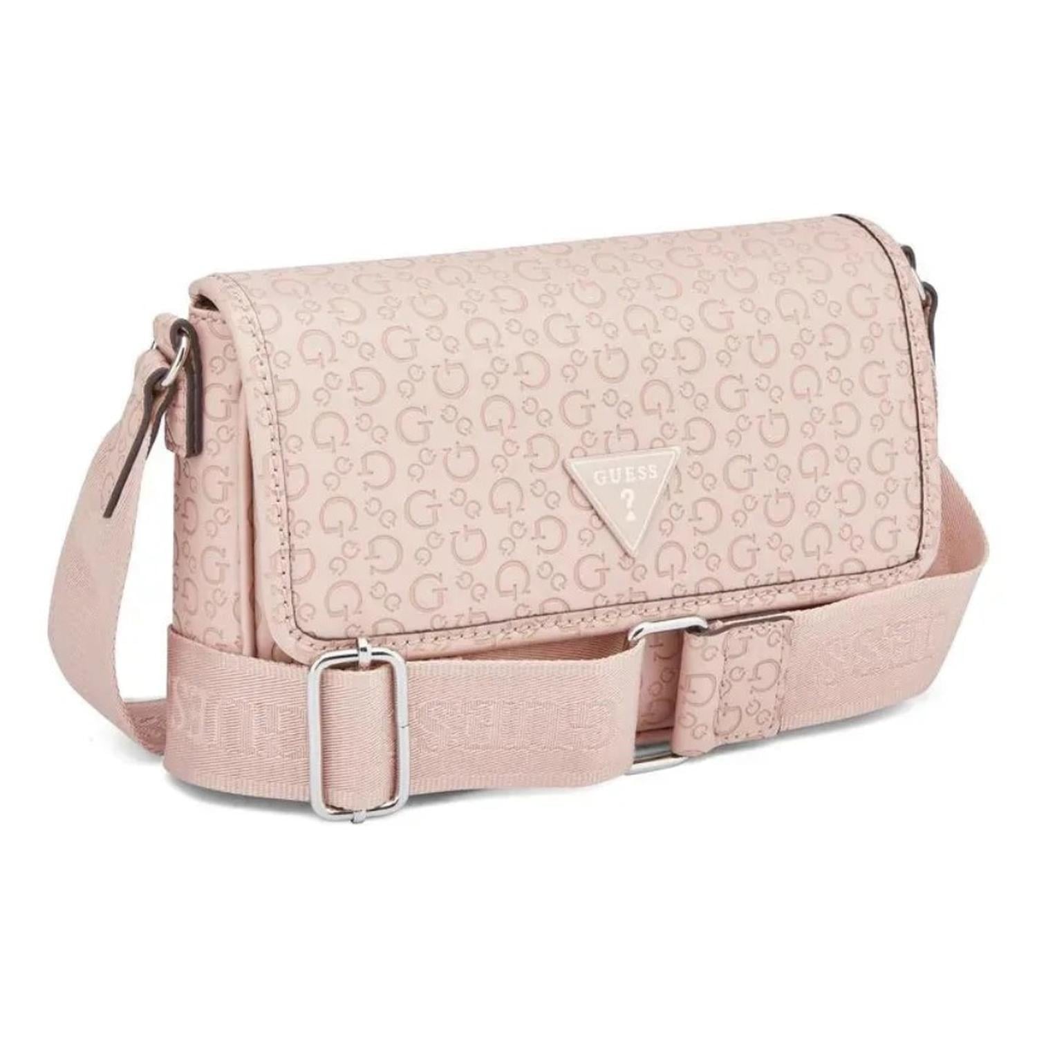 CARTERA CROSSBODY GUESS MONOGRAFIADA ROSADA - 2