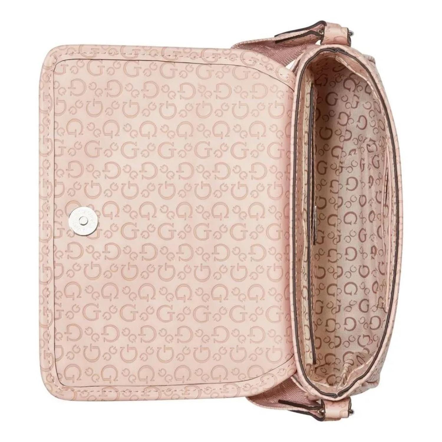 CARTERA CROSSBODY GUESS MONOGRAFIADA ROSADA - 4