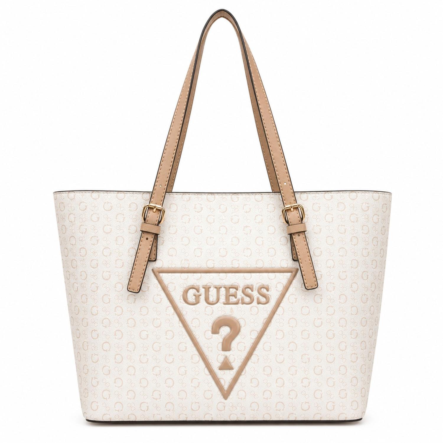 CARTERA TOTE GUESS MONOGRAFIADO BEIGE CON LOGO - 1