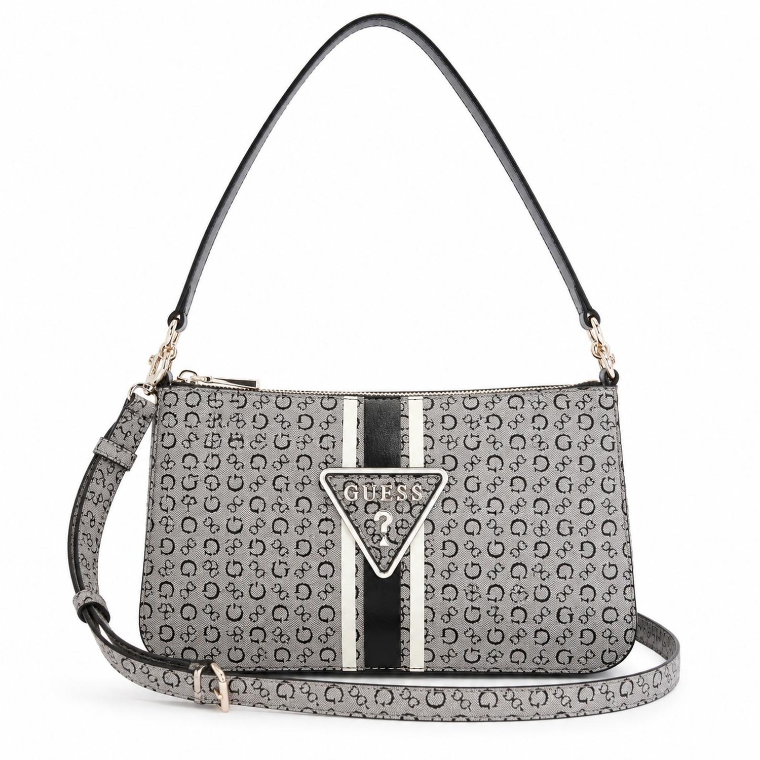 CARTERA SHOULDER BAG Y CROSSBODY GUESS MONOGRAFIADA GRIS - 1