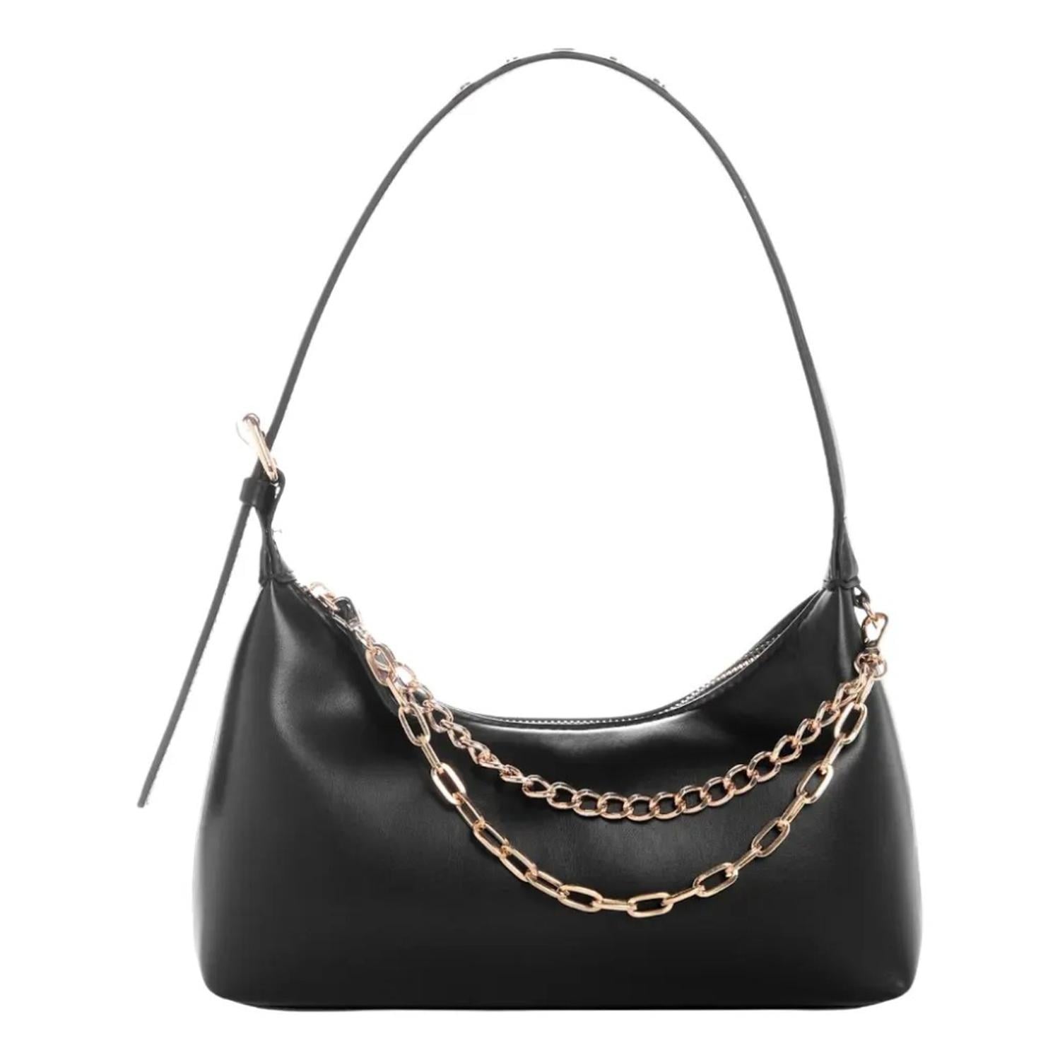 CARTERA SHOULDER BAG DEMELZA GUESS NEGRO CON CADENA DORADA - 1