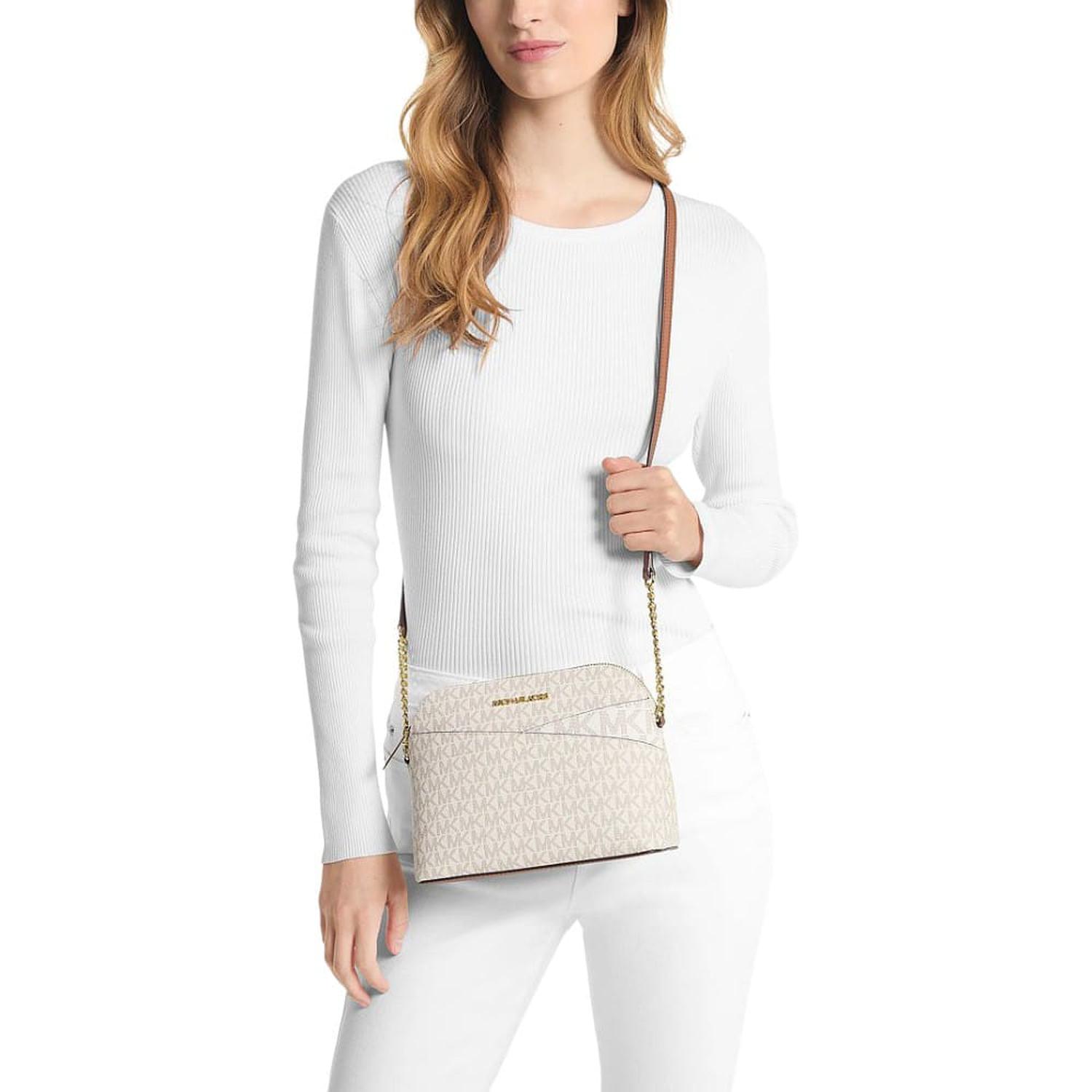 CARTERA CROSSBODY MICHAEL KORS MONOGRAFIADA BEIGE TIPO CÚPULA - 2