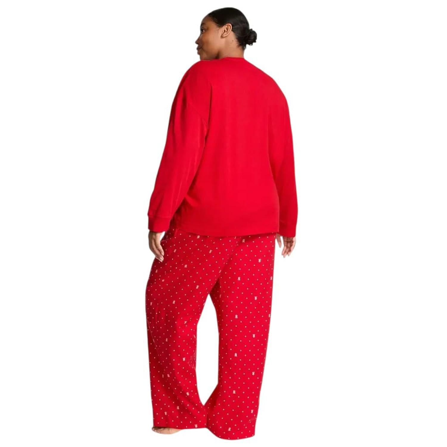 PIJAMA OVERSIZE VICTORIAS SECRET ROJA CON LOGO BRILLANTE - 2