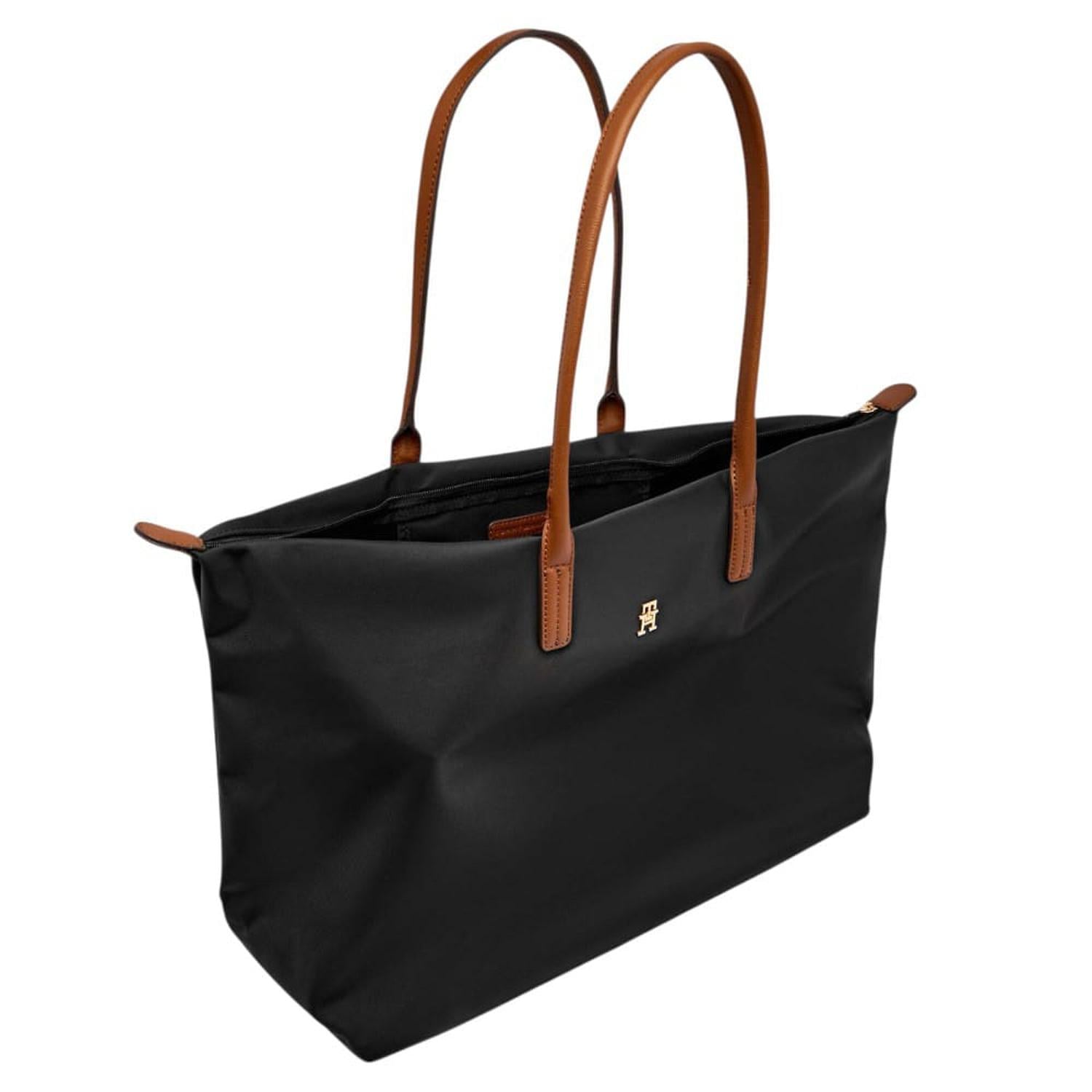 CARTERA TOTE TOMMY HILFIGER NEGRO CON ASA MARRÓN - 3