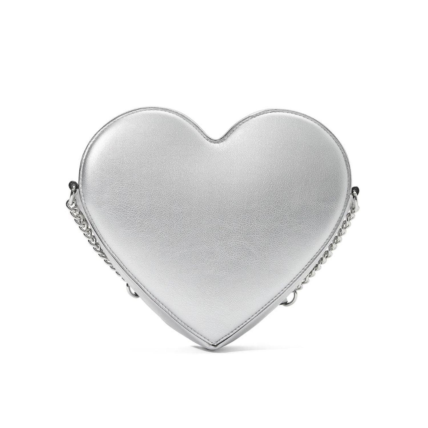 CARTERA CROSSBODY VICTORIAS SECRET PLATEADO EN FORMA DE CORAZON - 2