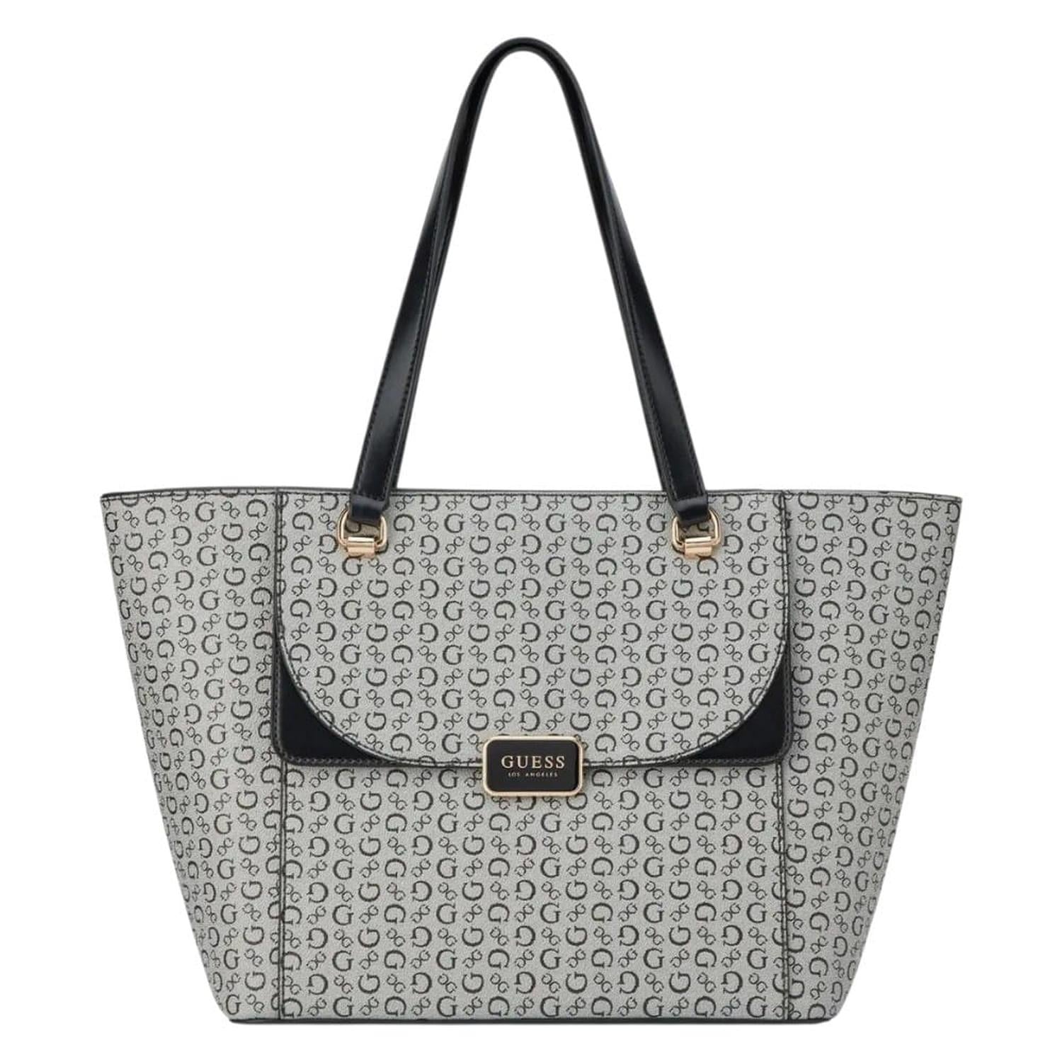 CARTERA TOTE GUESS MONOGRAFIADA GRIS Y NEGRO - 1