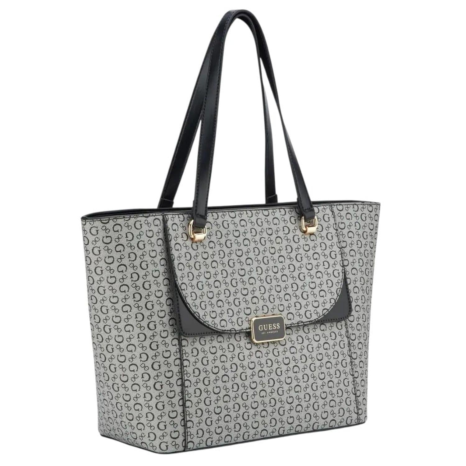 CARTERA TOTE GUESS MONOGRAFIADA GRIS Y NEGRO - 2