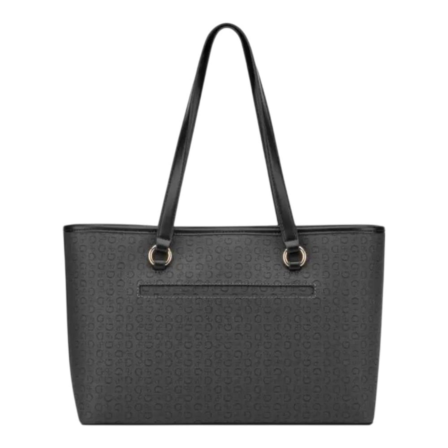 CARTERA TOTE GUESS MONOGAFIADA NEGRO CON CINTA EN MEDIO - 3