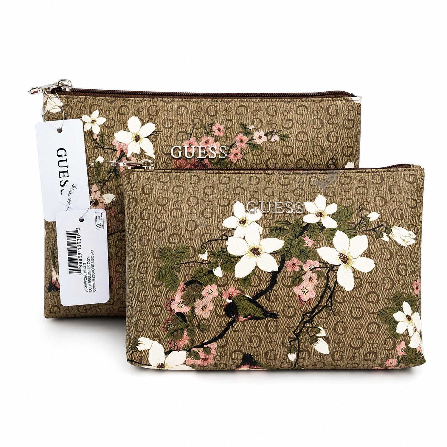 COSMETIQUERA GUESS 2 EN 1 MONOGRAFIADA MARRON FLORAL - 1