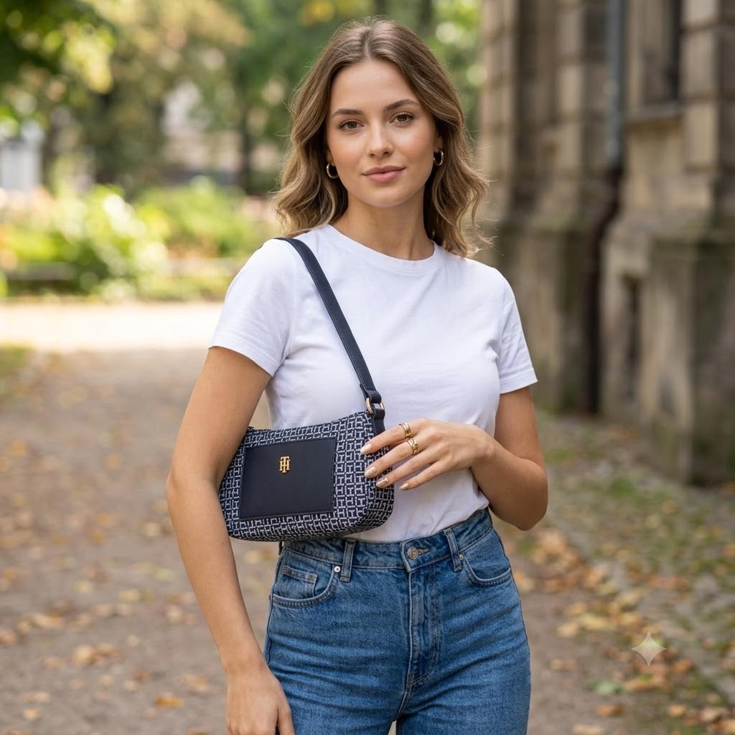 CARTERA SHOULDR BAG TOMMY HILFIGER AZUL MONOGRAFIADA - 2