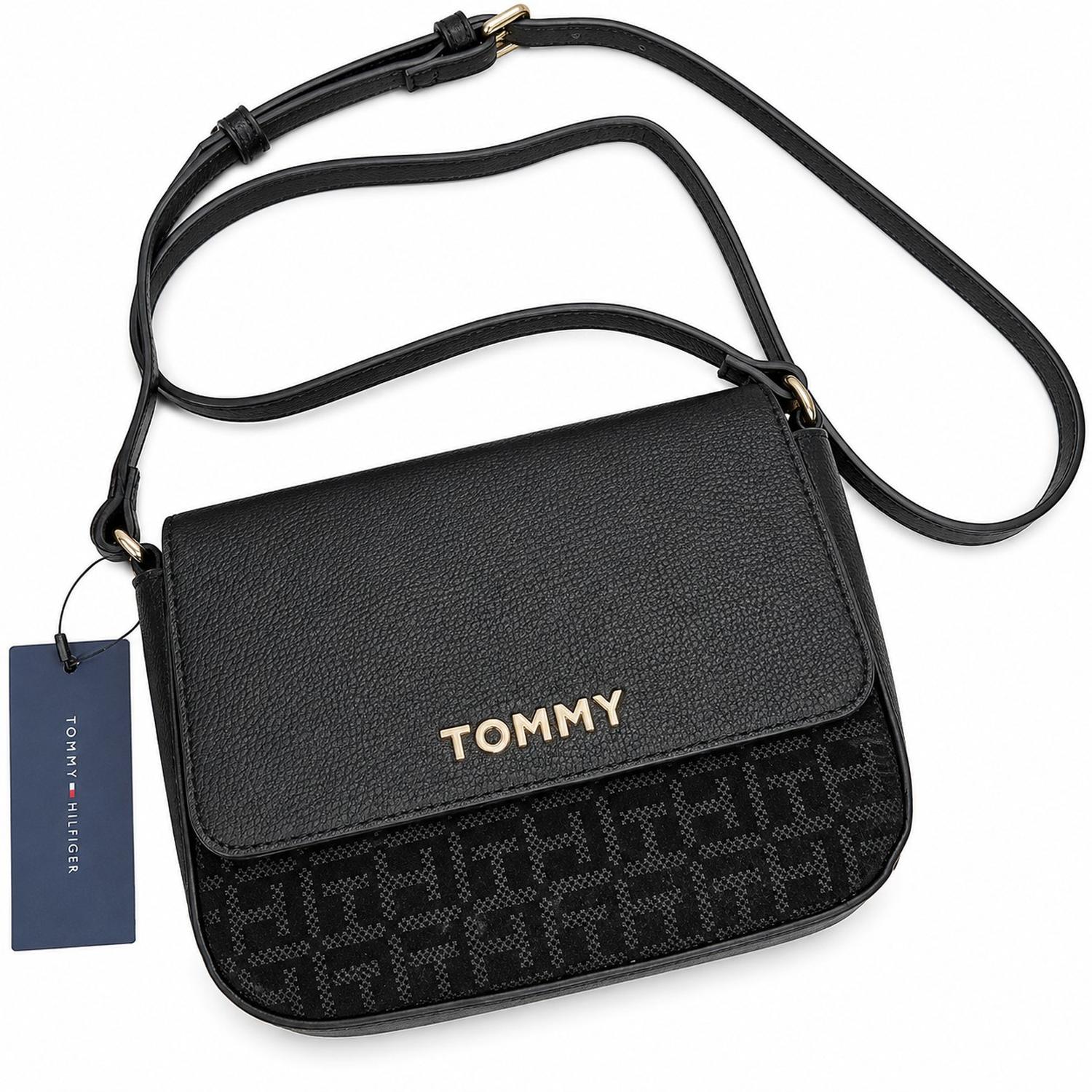 CARTERA MEDIANA CROSSBODY TOMMY HILFIGER MONOGRAFIADO NEGRO - 2