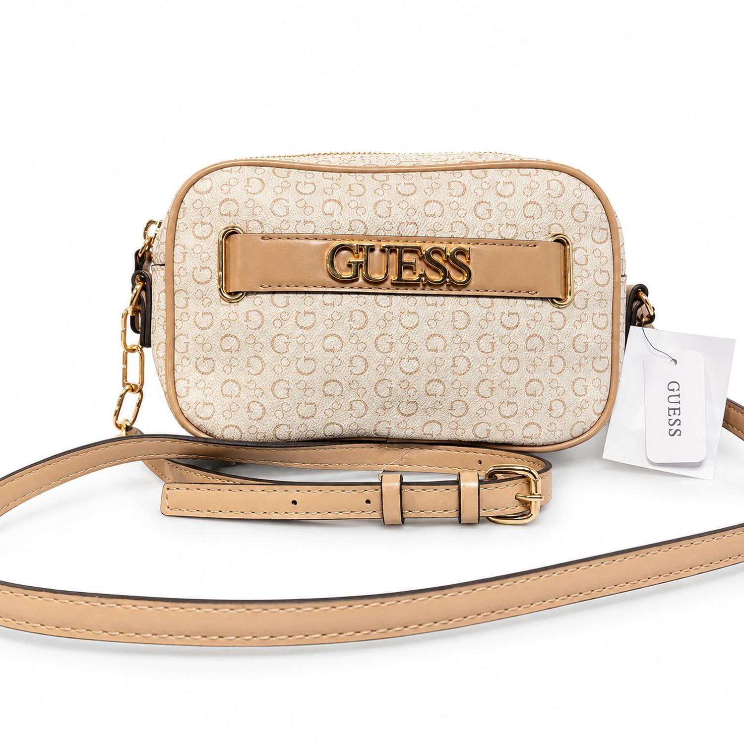 CARTERA CROSSBODY GUESS MONOGRAFIADA BEIGE - 1