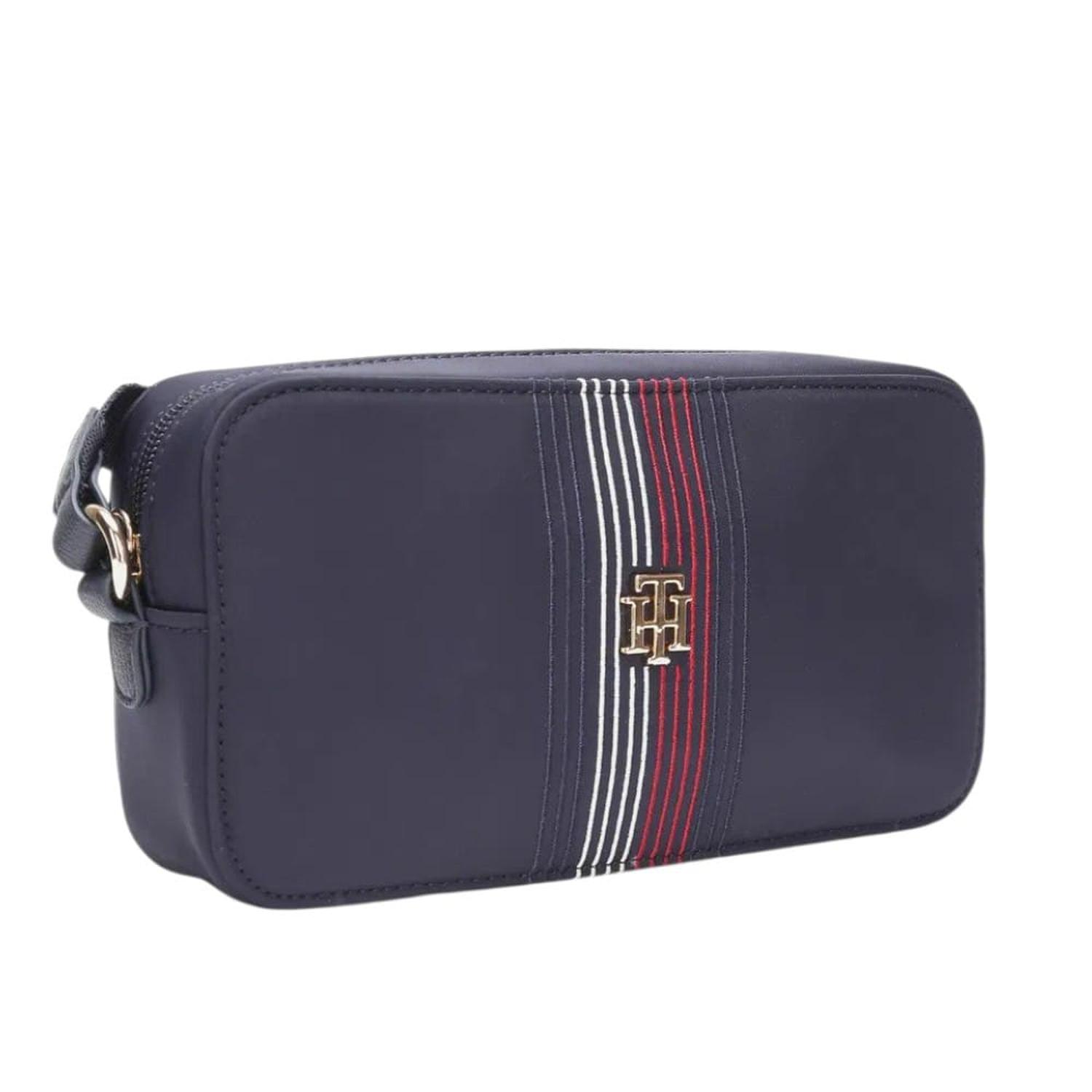CARTERA CROSSBODY TOMMY HILFIGER AZUL CON CINTA DE COLORES - 1