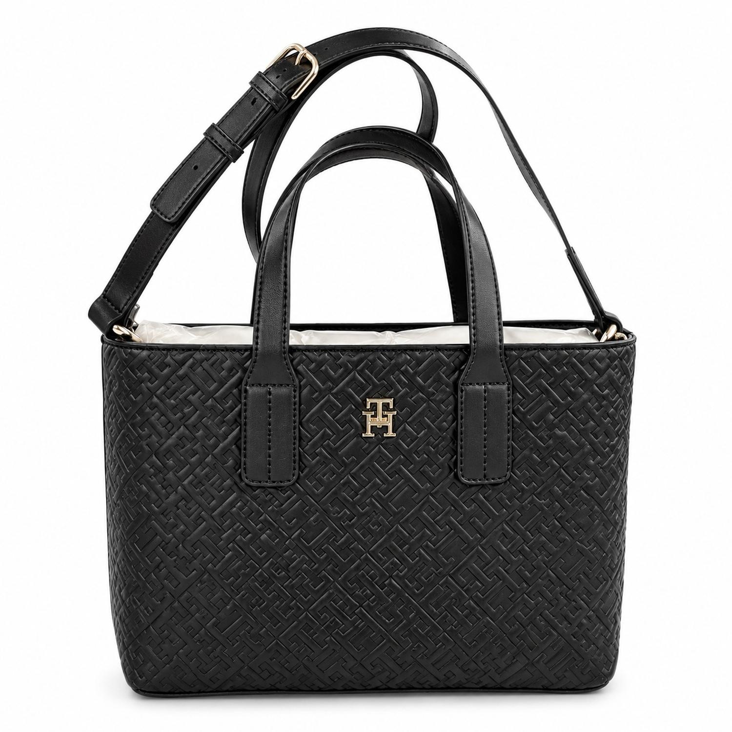 CARTERA MINI TOTE TOMMY HILFIGER MONOGRAFIADA NEGRO - 1